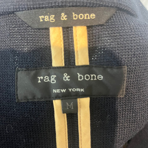Rag & Bone Navy Wool Knit Blazer with Contrast Trim XS