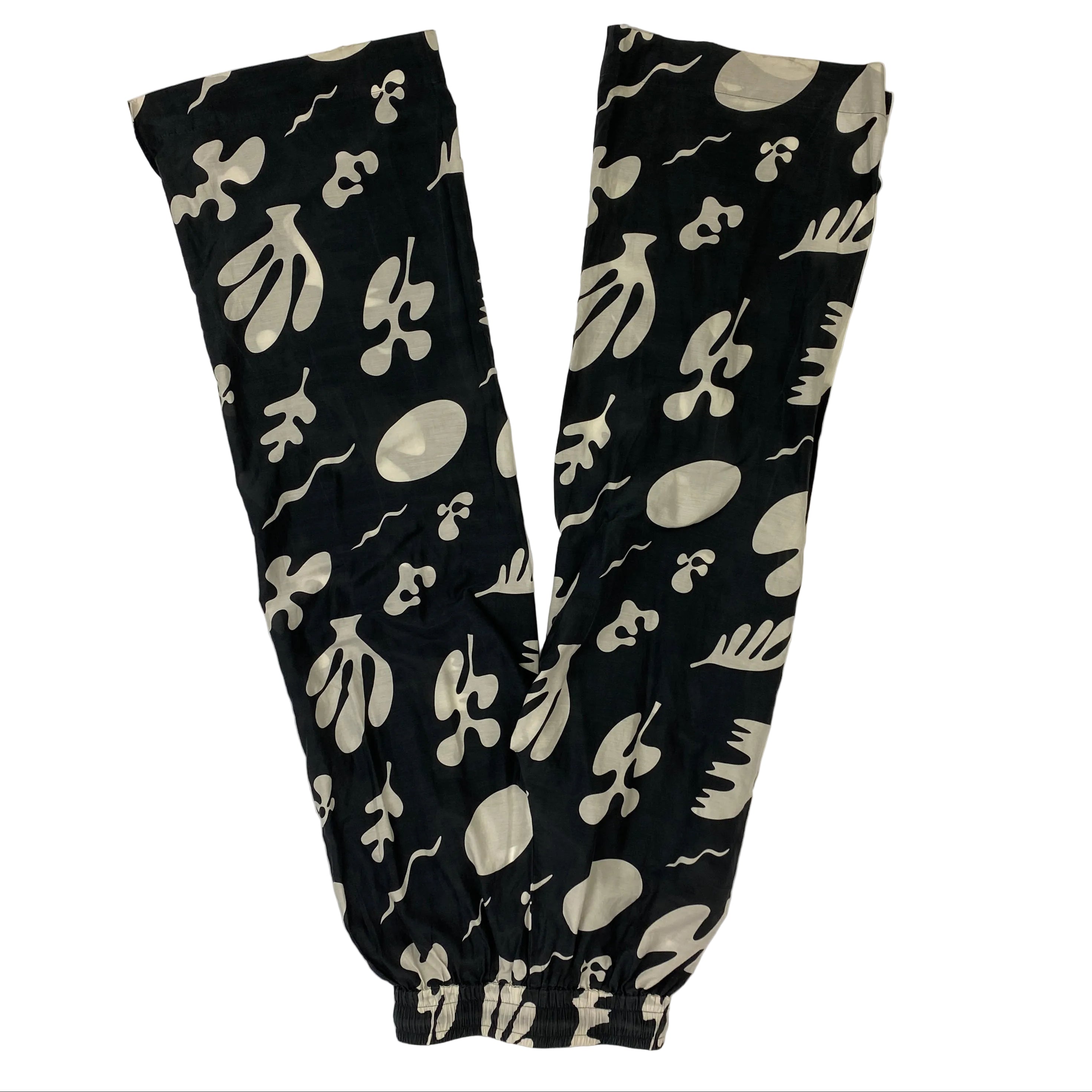 Frame New Charcoal & Ivory Print Cotton & Silk Trousers XS