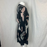 Forte Forte Charcoal Moth Print Silk Wrap Midi Dress S