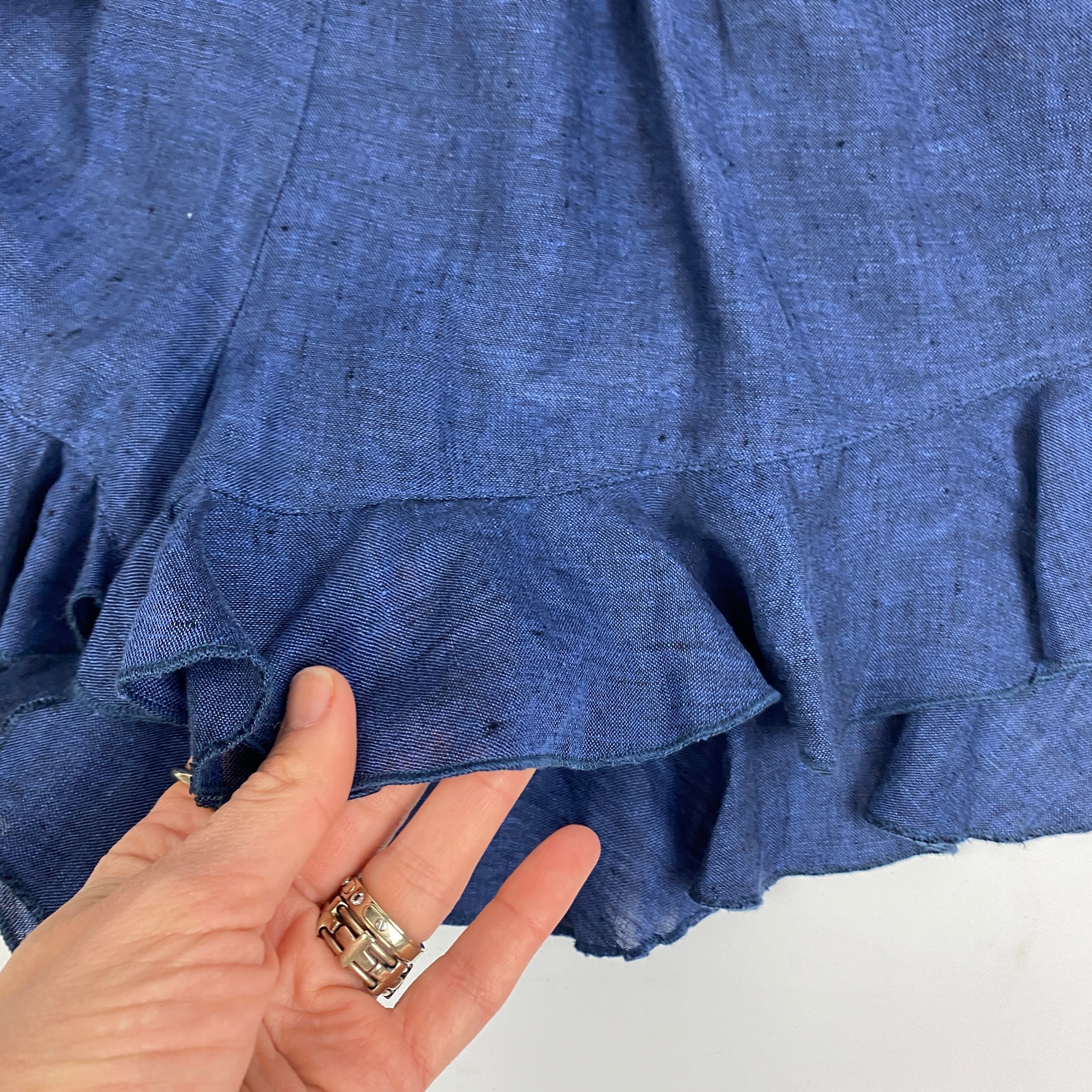 Apoella New £210 Navy Linen Ruffle Playsuit M/L