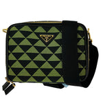 Prada Brand New £2400 Ivy & Black Symbole Embroidered Fabric Crossbody Bag