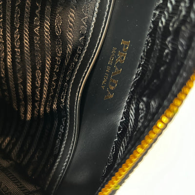 Prada Brand New £2400 Ivy & Black Symbole Embroidered Fabric Crossbody Bag