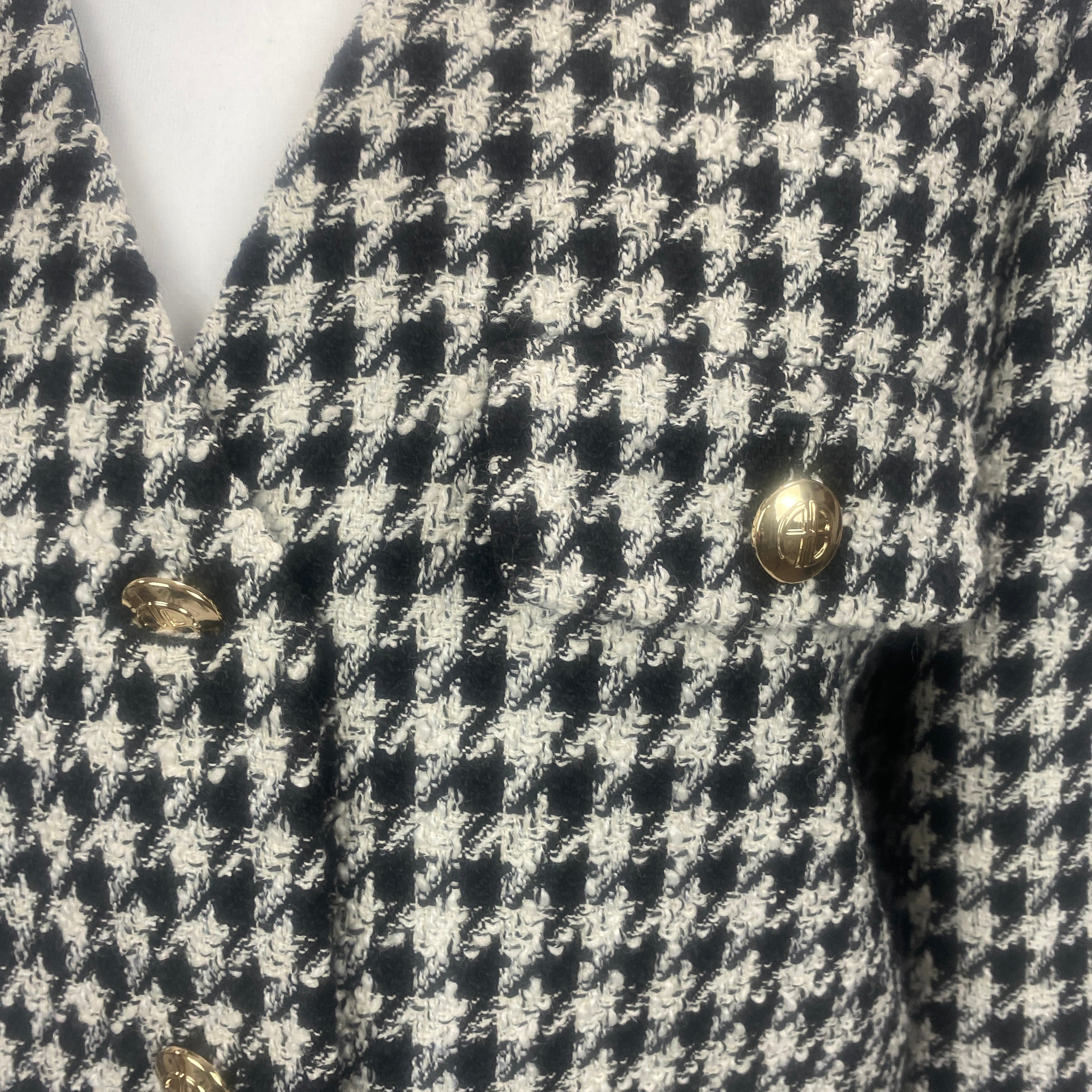 Anine Bing New £450 Black & Ivory Houndstooth Crop Jacket M