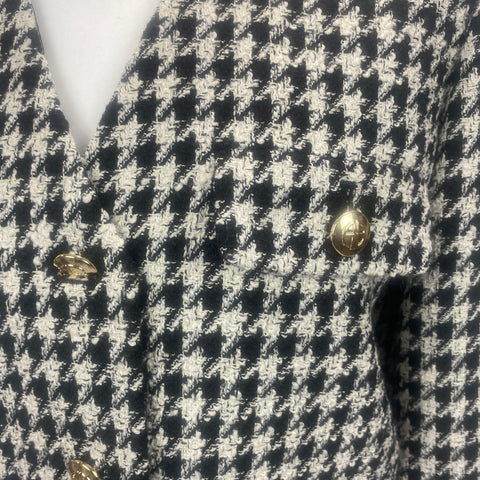 Anine Bing New £450 Black & Ivory Houndstooth Crop Jacket M