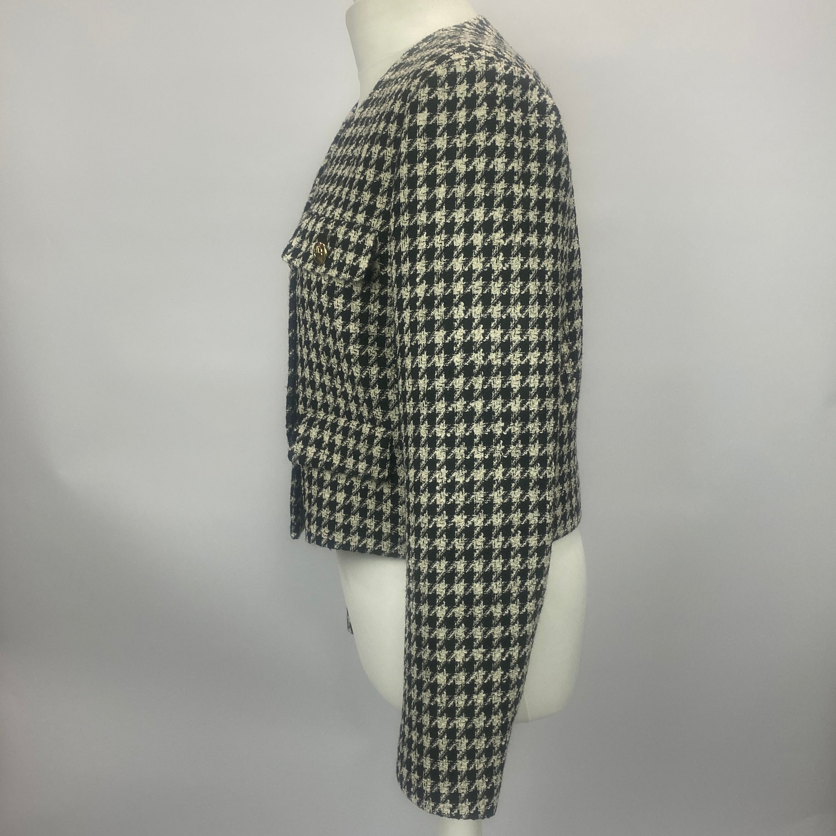 Anine Bing New £450 Black & Ivory Houndstooth Crop Jacket M