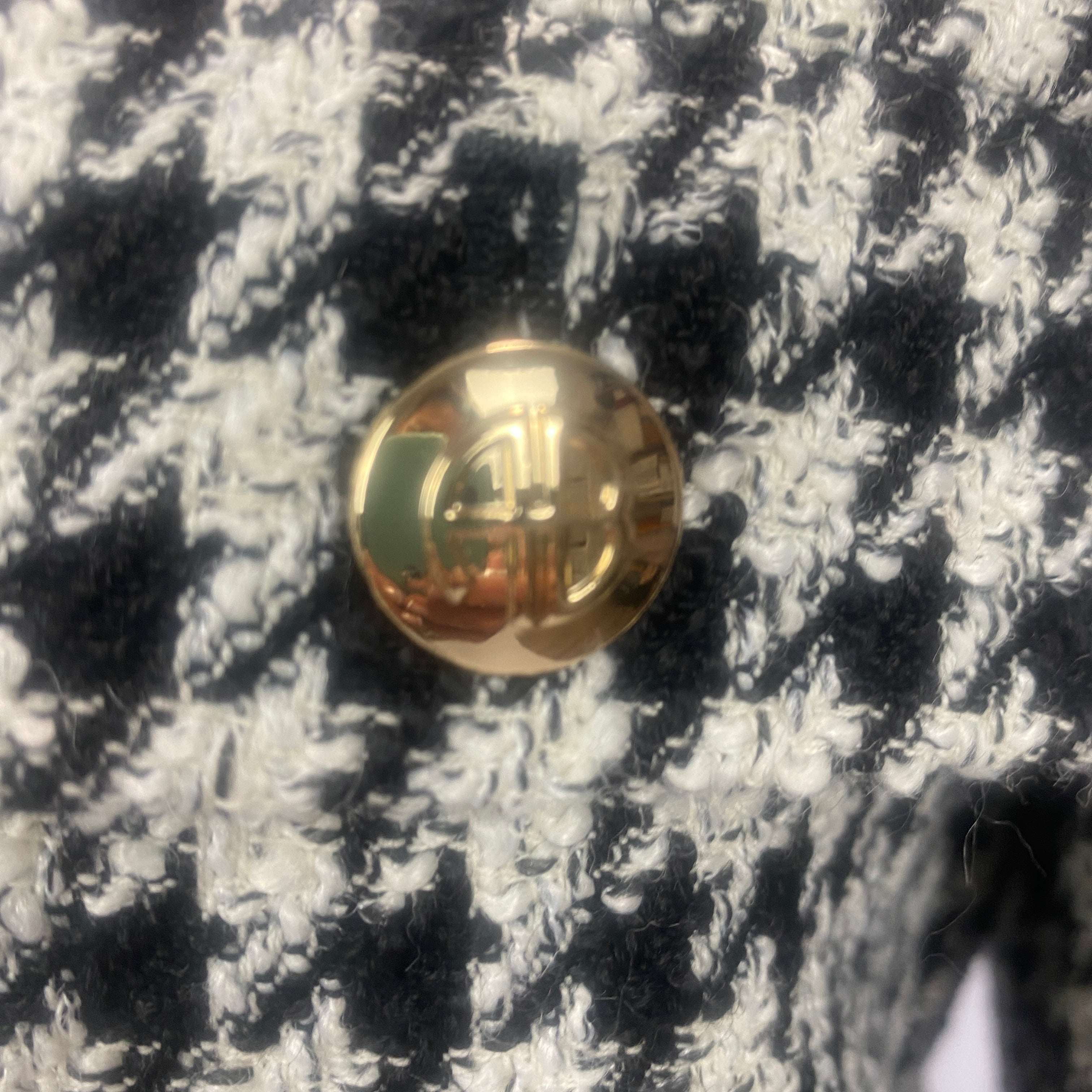 Anine Bing New £450 Black & Ivory Houndstooth Crop Jacket M