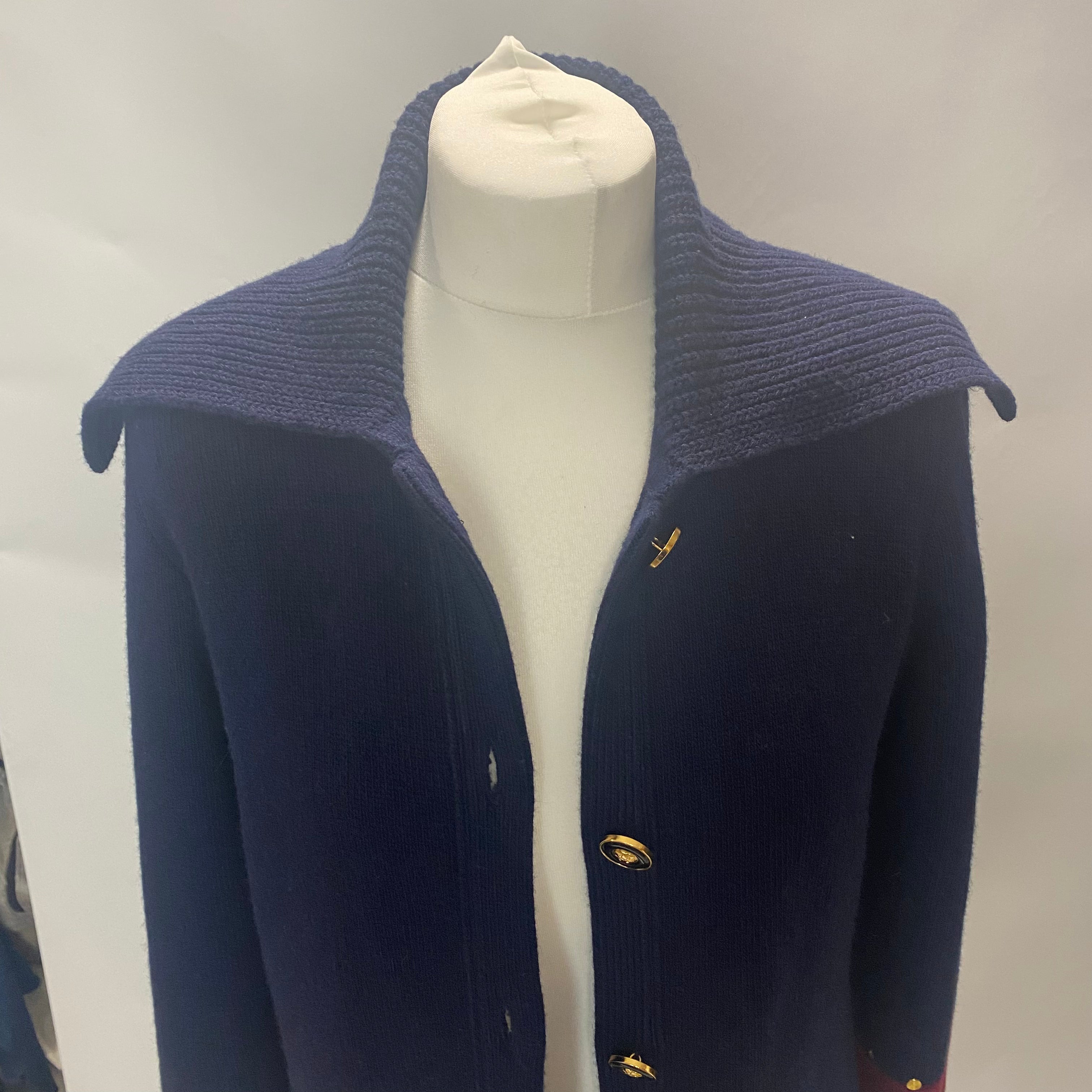 Tory Burch Navy & Ruby Wool Knit Coat S