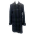 Burberry Black & Blue Check Wool Princess Coat S