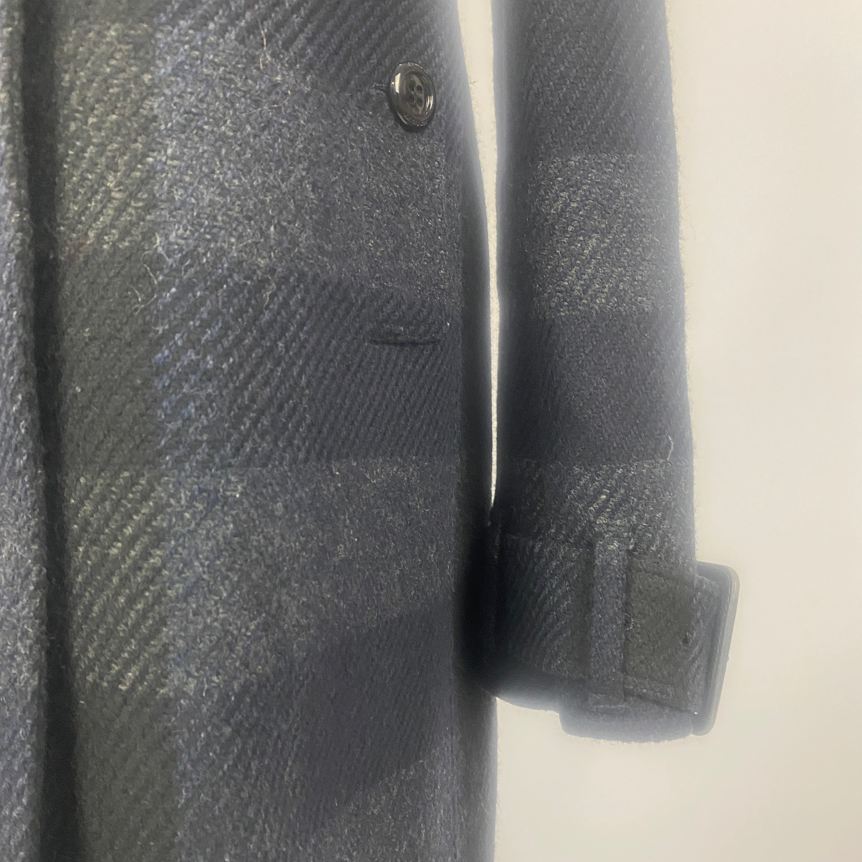 Burberry Black & Blue Check Wool Princess Coat S