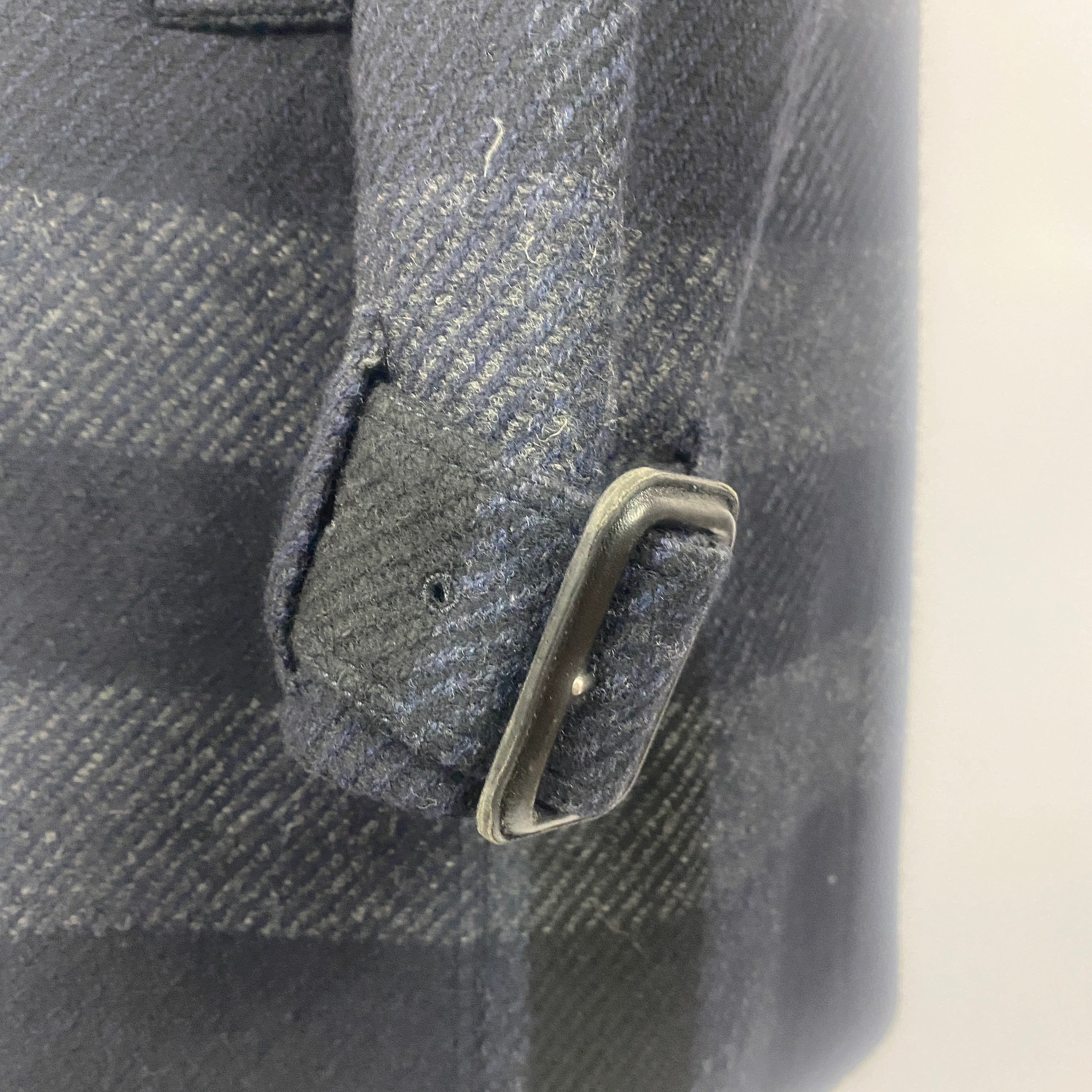 Burberry Black & Blue Check Wool Princess Coat S