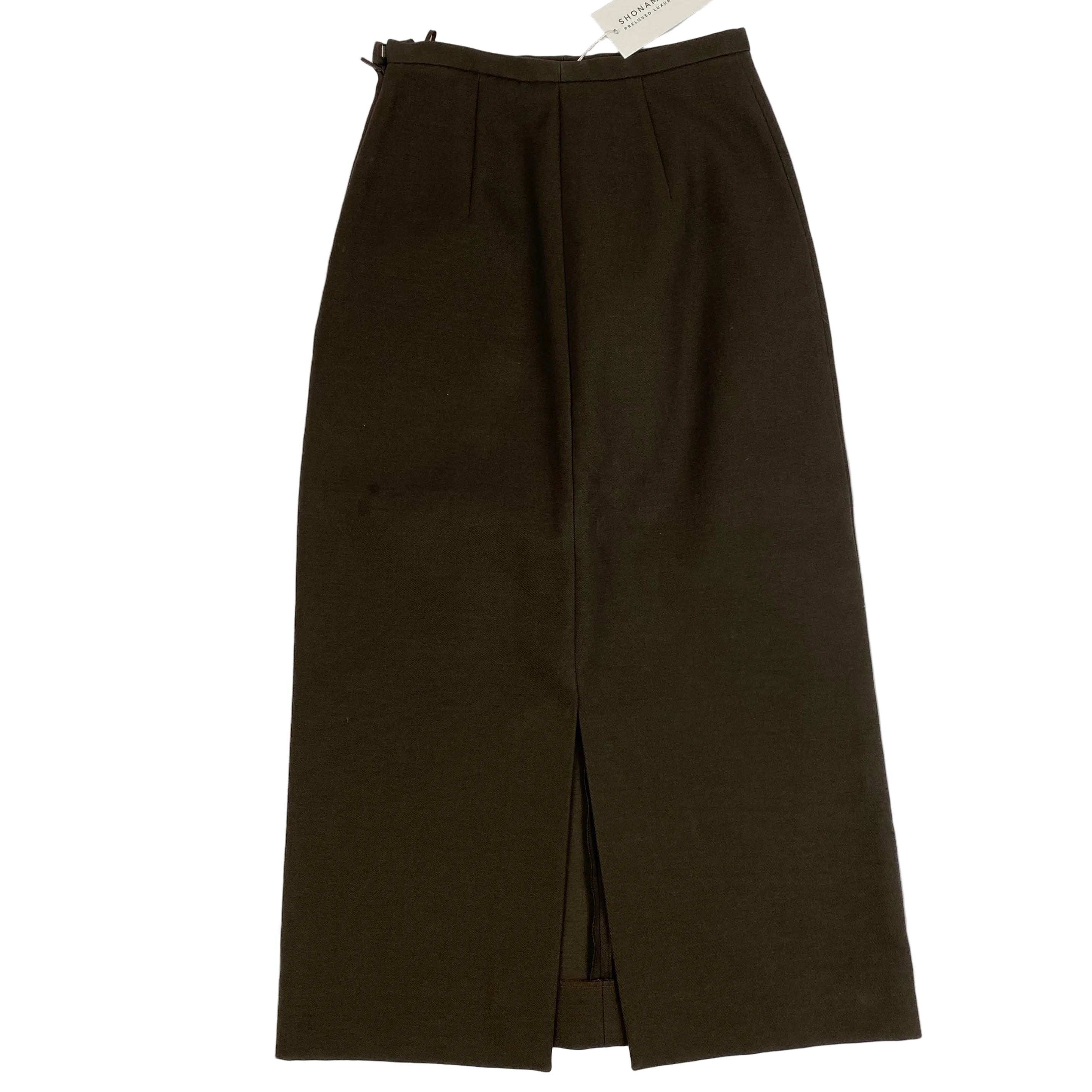 The Row Chocolate Cotton & Wool Pencil Skirt XXS