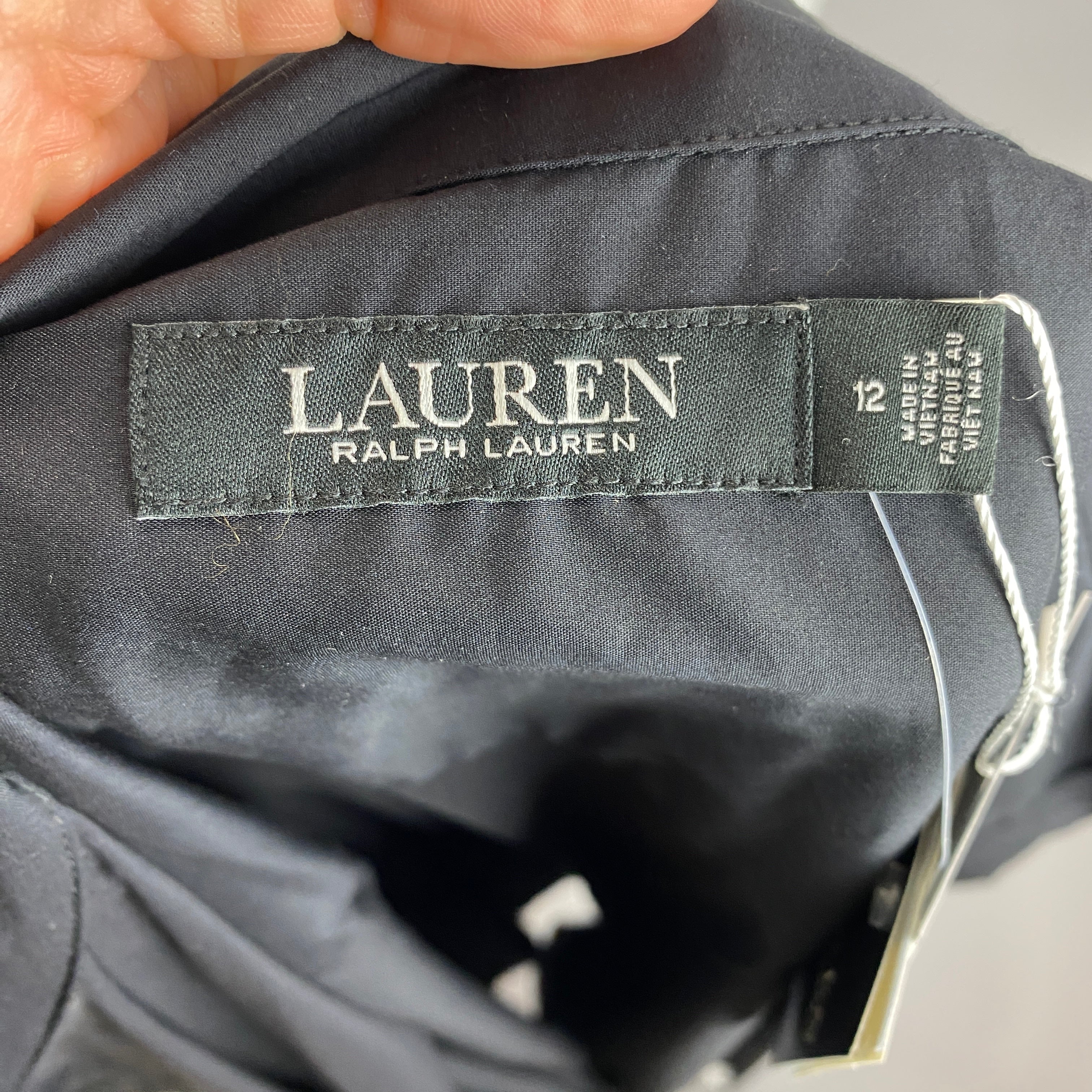 Ralph Lauren New £229 Black Poplin Shirtdress XL