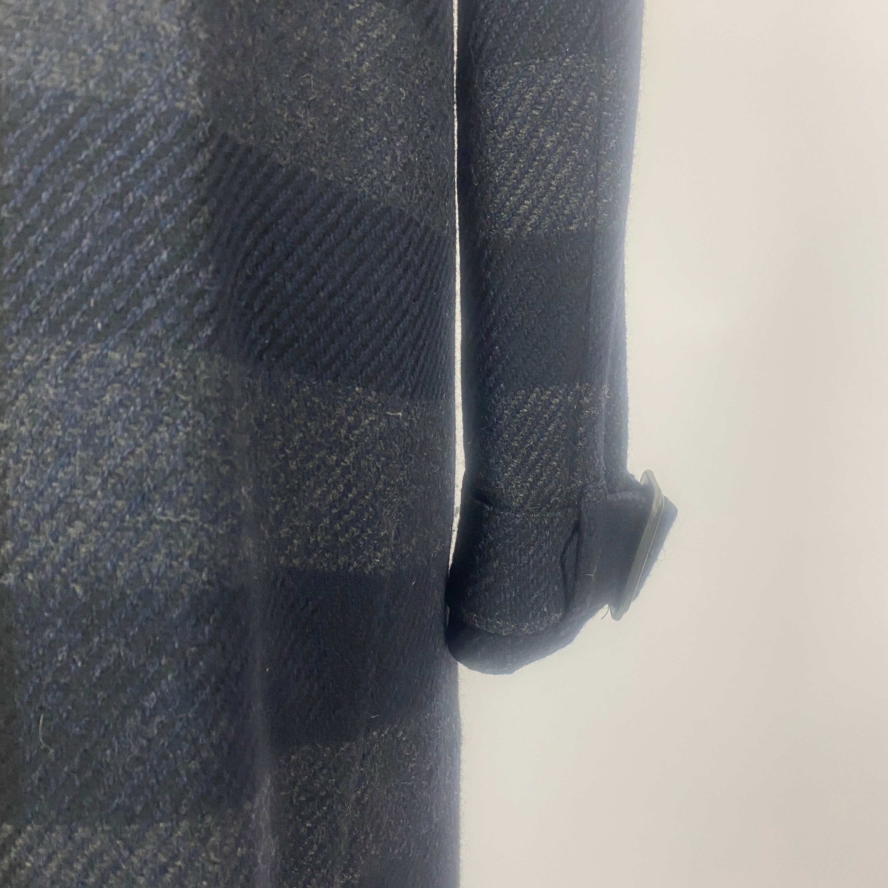 Burberry Black & Blue Check Wool Princess Coat S