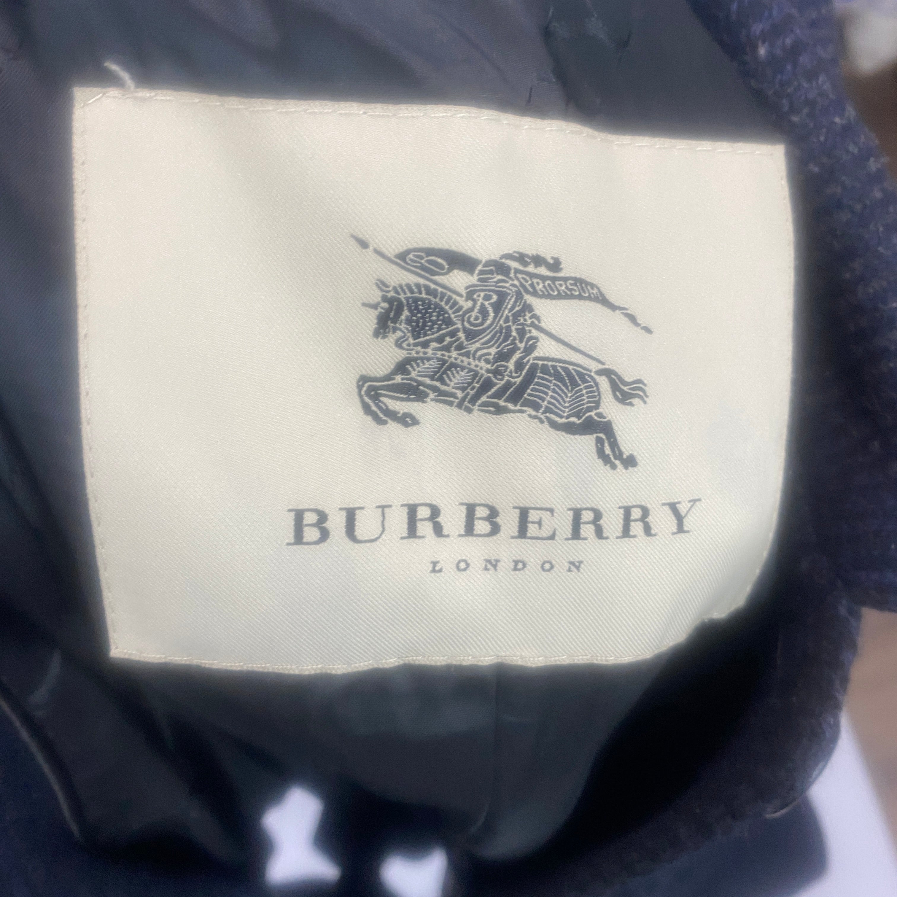 Burberry Black & Blue Check Wool Princess Coat S