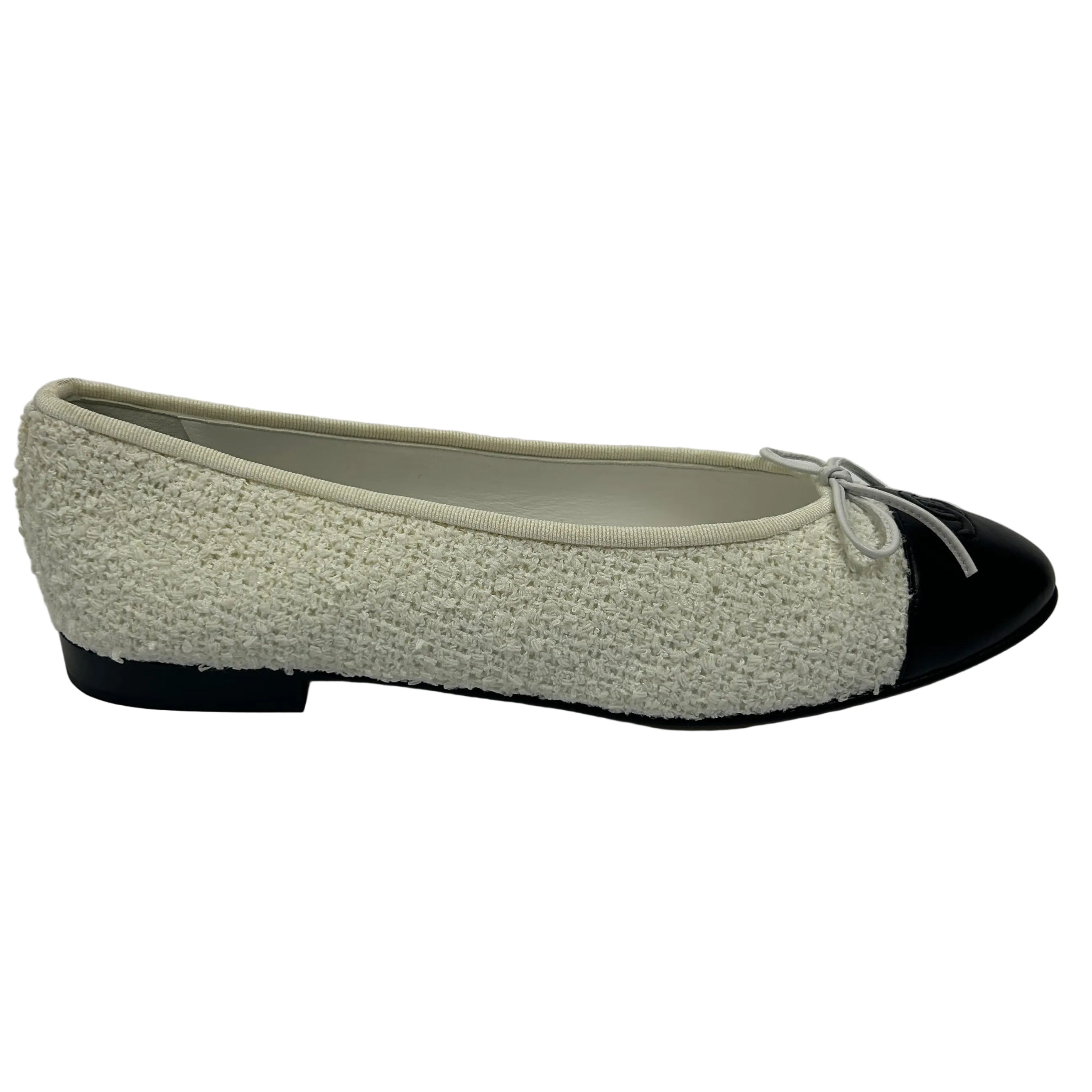 Chanel New Ivory Tweed Ballet Flats 42