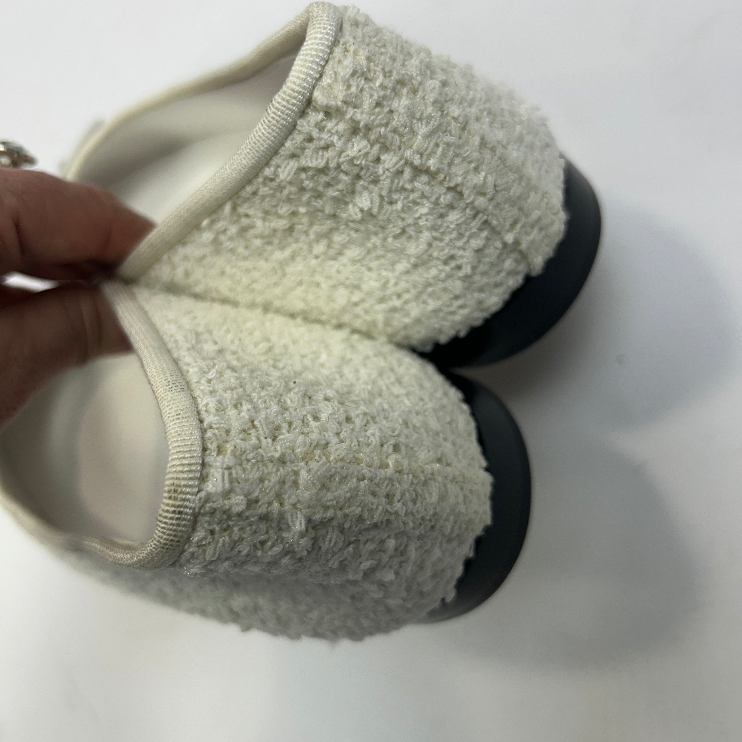 Chanel New Ivory Tweed Ballet Flats 42