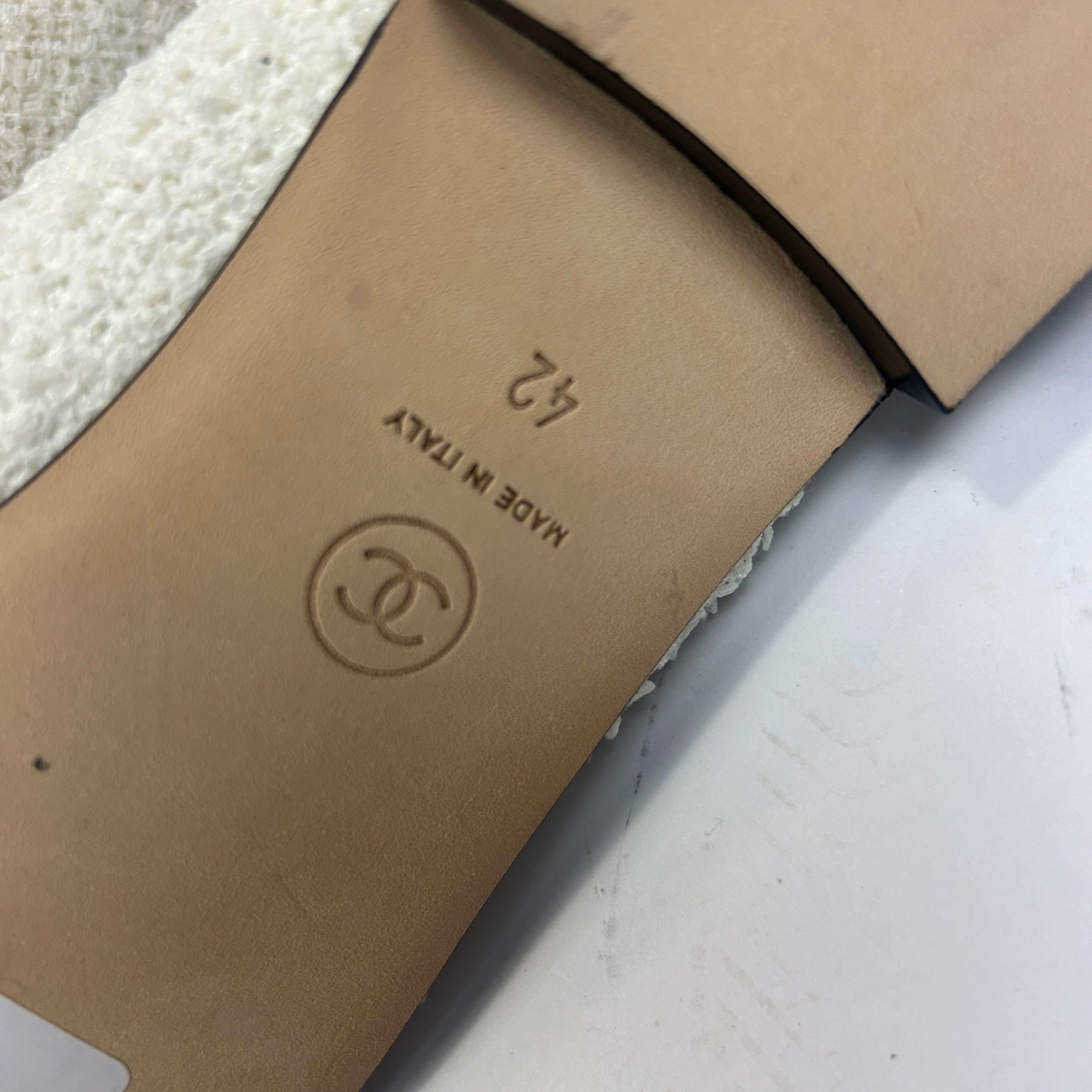 Chanel New Ivory Tweed Ballet Flats 42