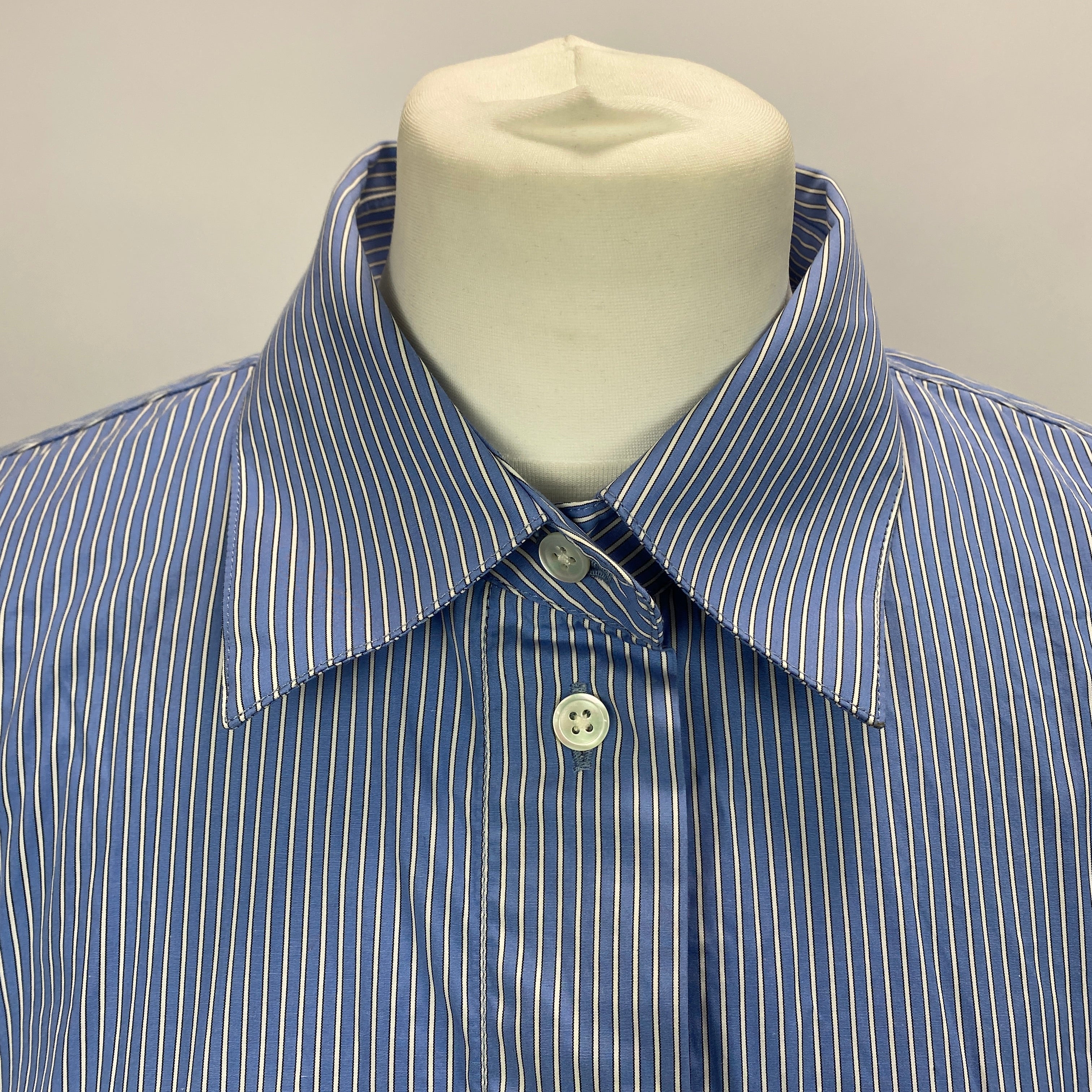 Rohe New £369 Blue Stripe Cotton Oversized Shirt L