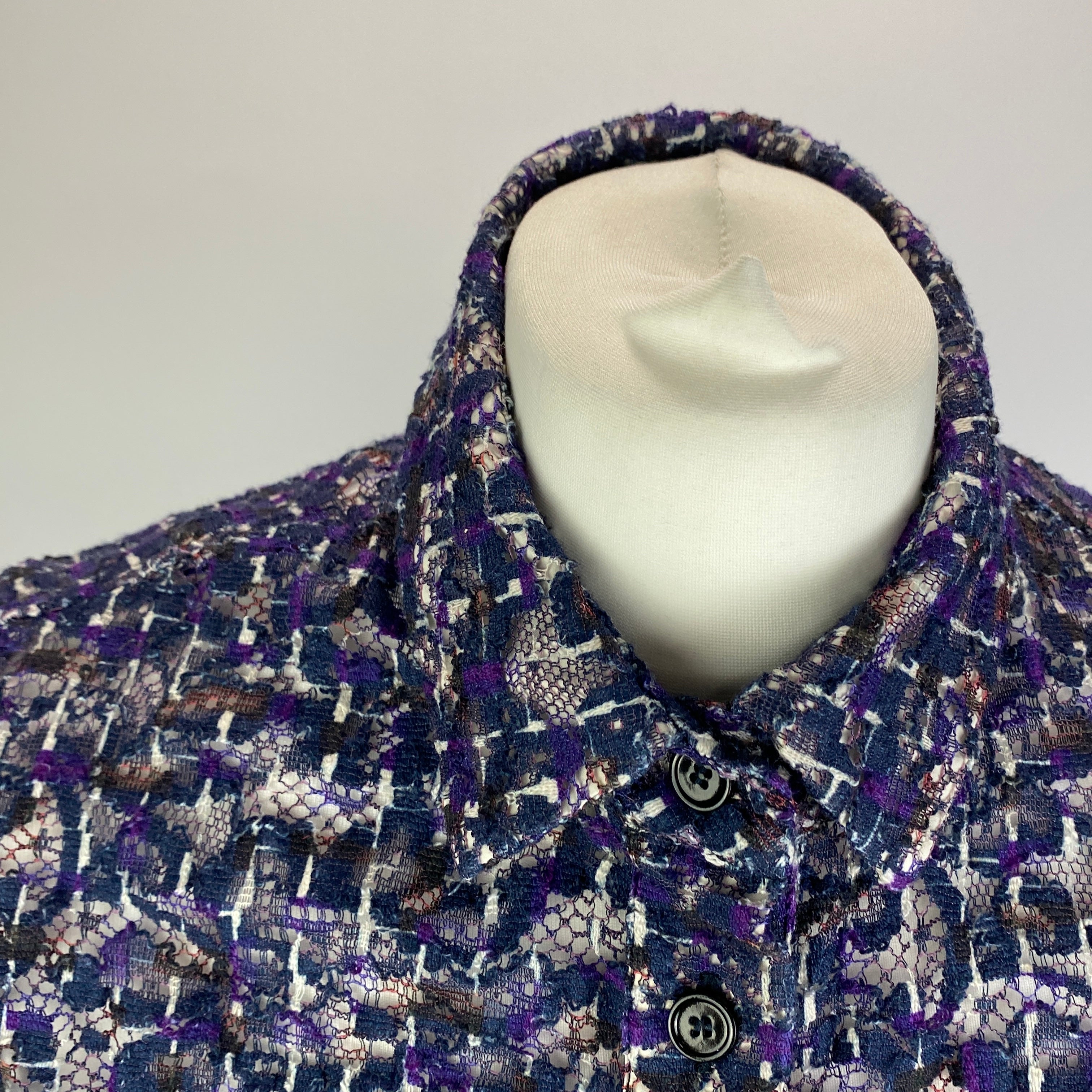 Bottega Veneta Blue & Violet Lace Shirt S