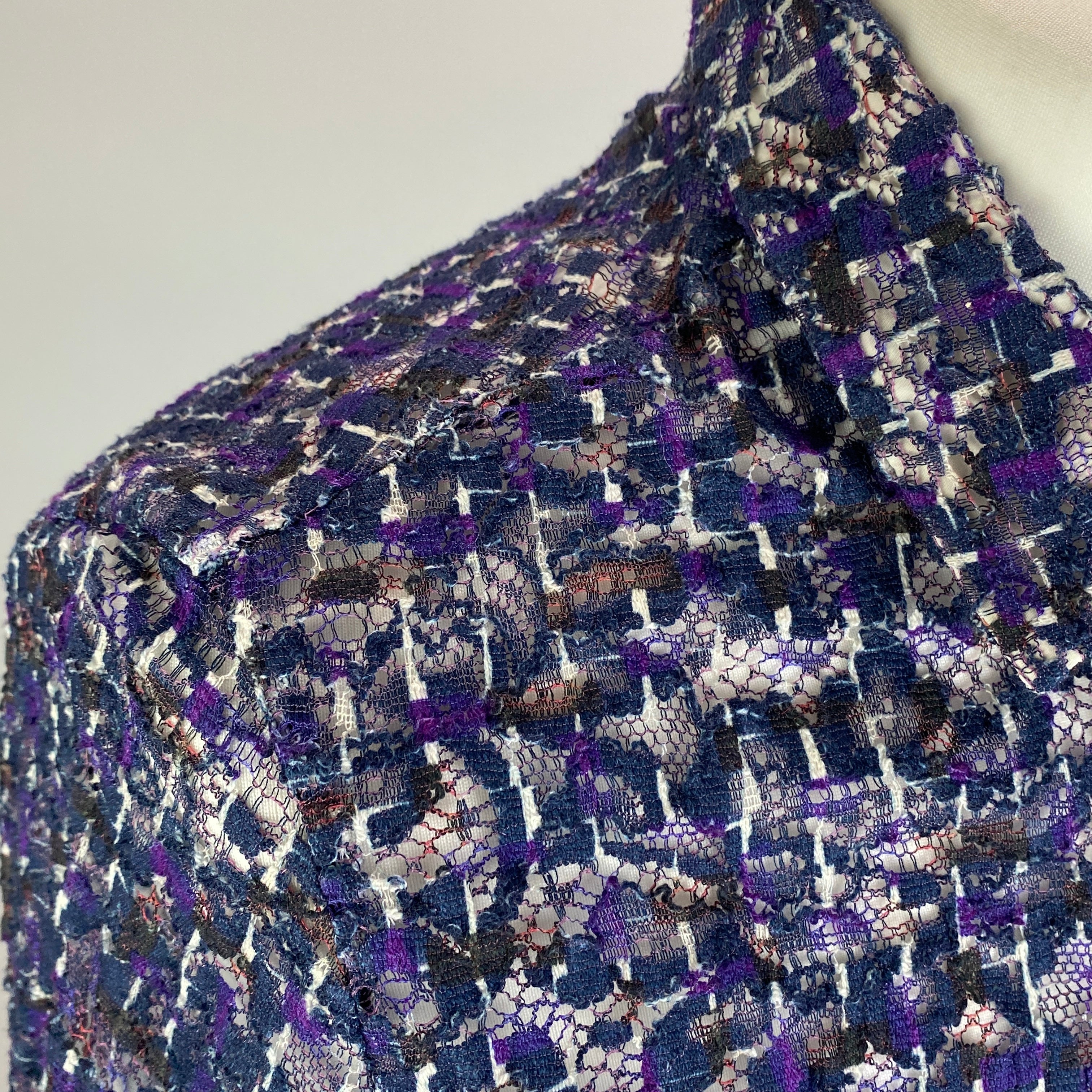 Bottega Veneta Blue & Violet Lace Shirt S