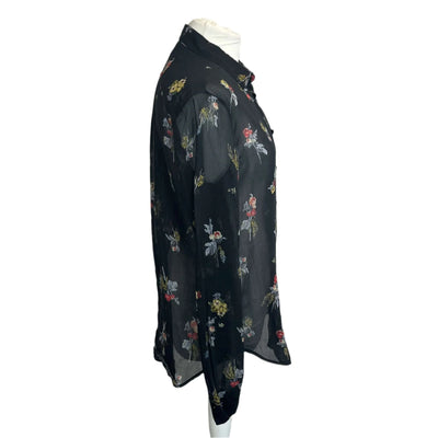 Forte Forte Black Floral Cotton & Silk Shirt S/M