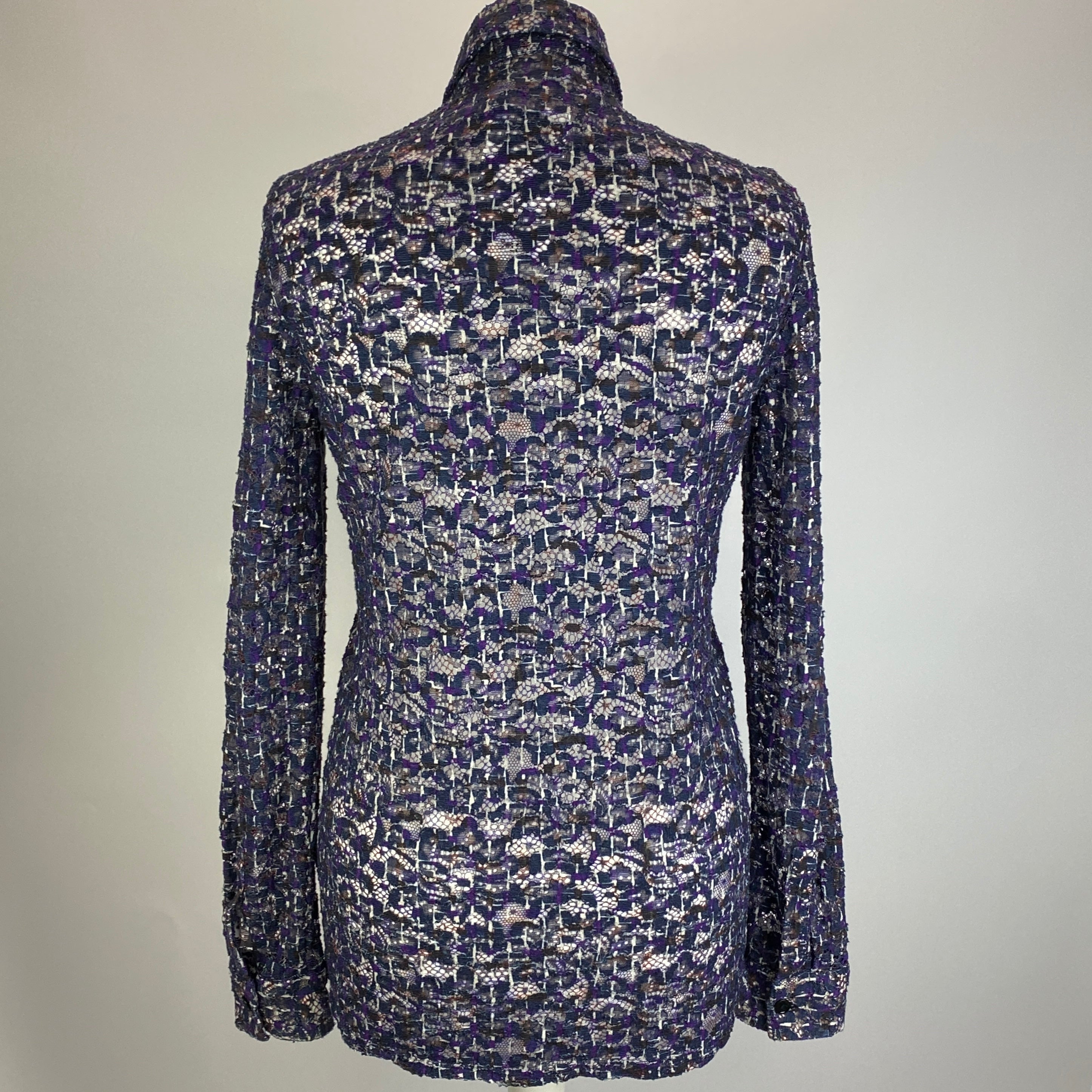 Bottega Veneta Blue & Violet Lace Shirt S
