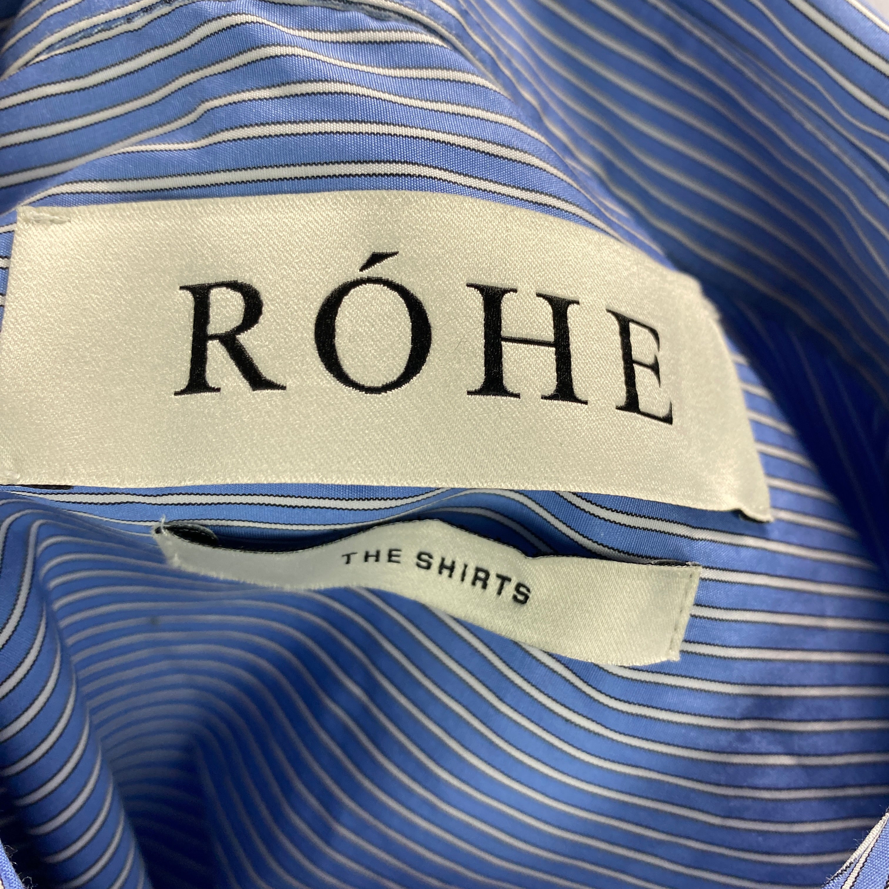 Rohe New £369 Blue Stripe Cotton Oversized Shirt L