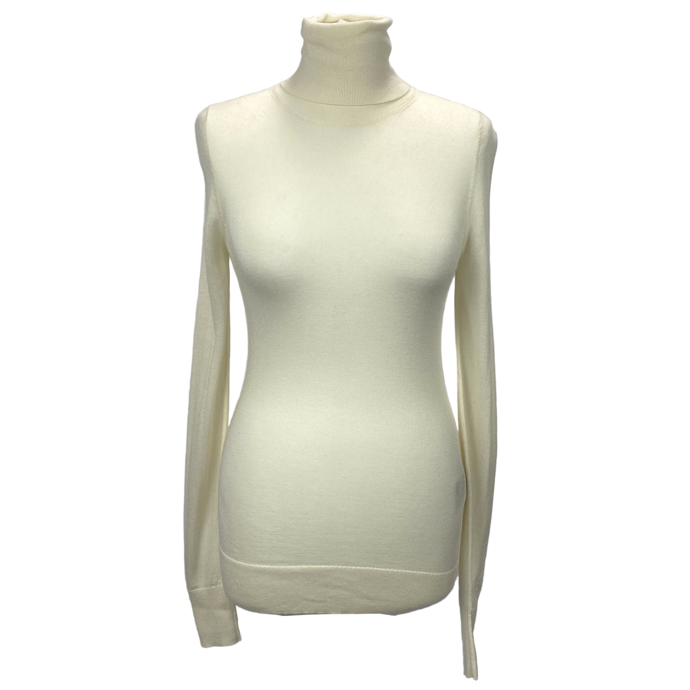 Toteme New £400 Cream Wool & Silk Fine Turtleneck Sweater S