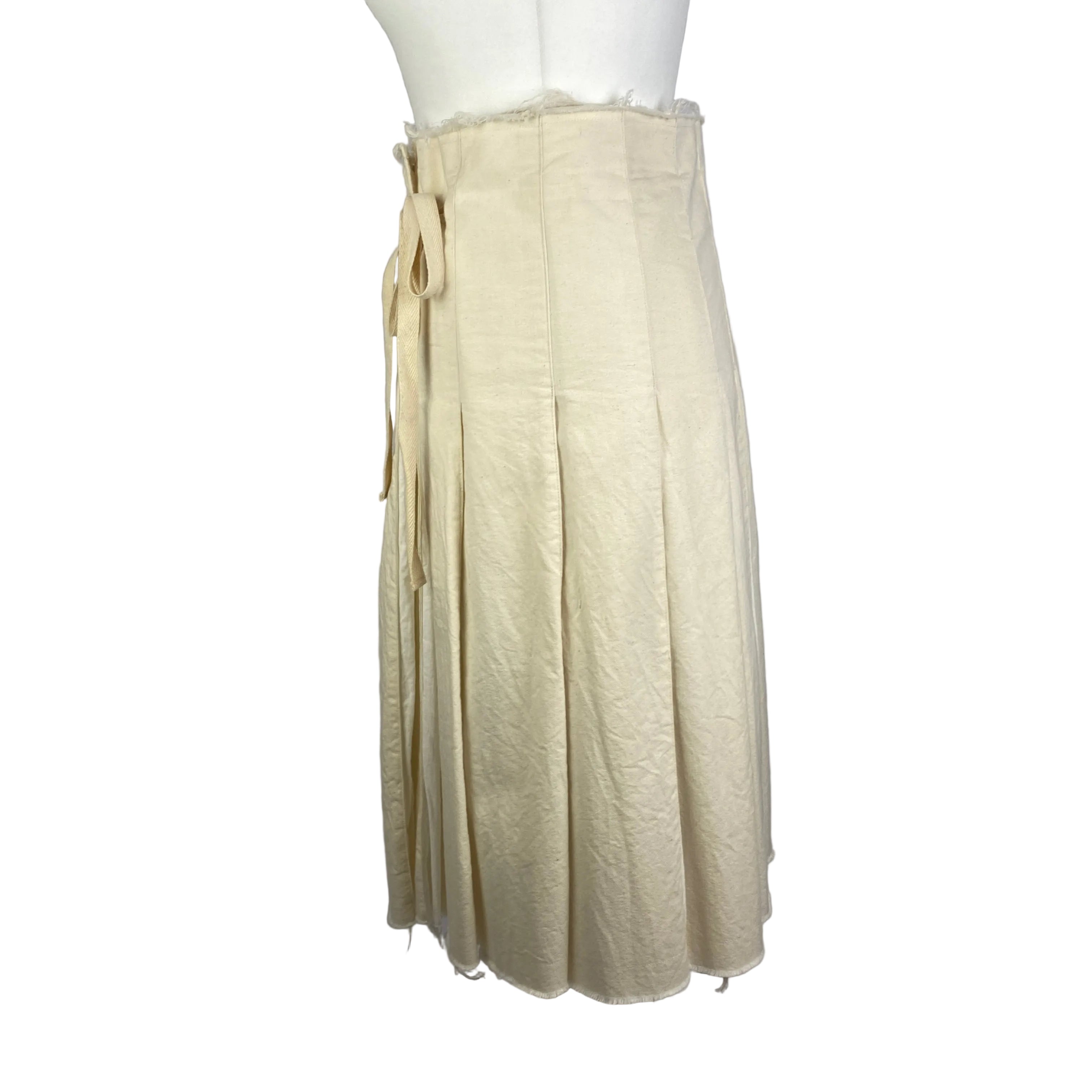 Junya Watanabe Cream & White Raw Edge Pleat Wrap Skirt S/M/L