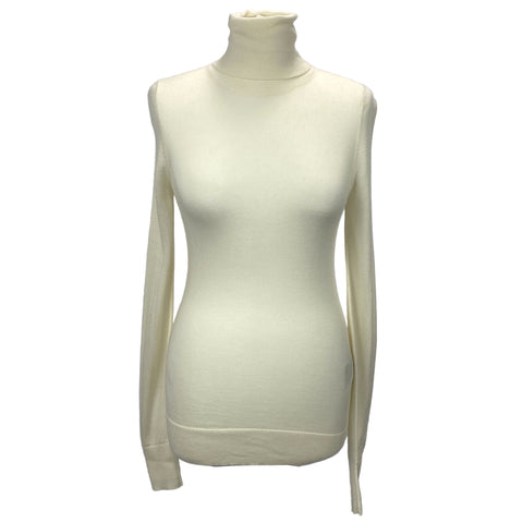 Toteme New £400 Cream Wool & Silk Fine Turtleneck Sweater S