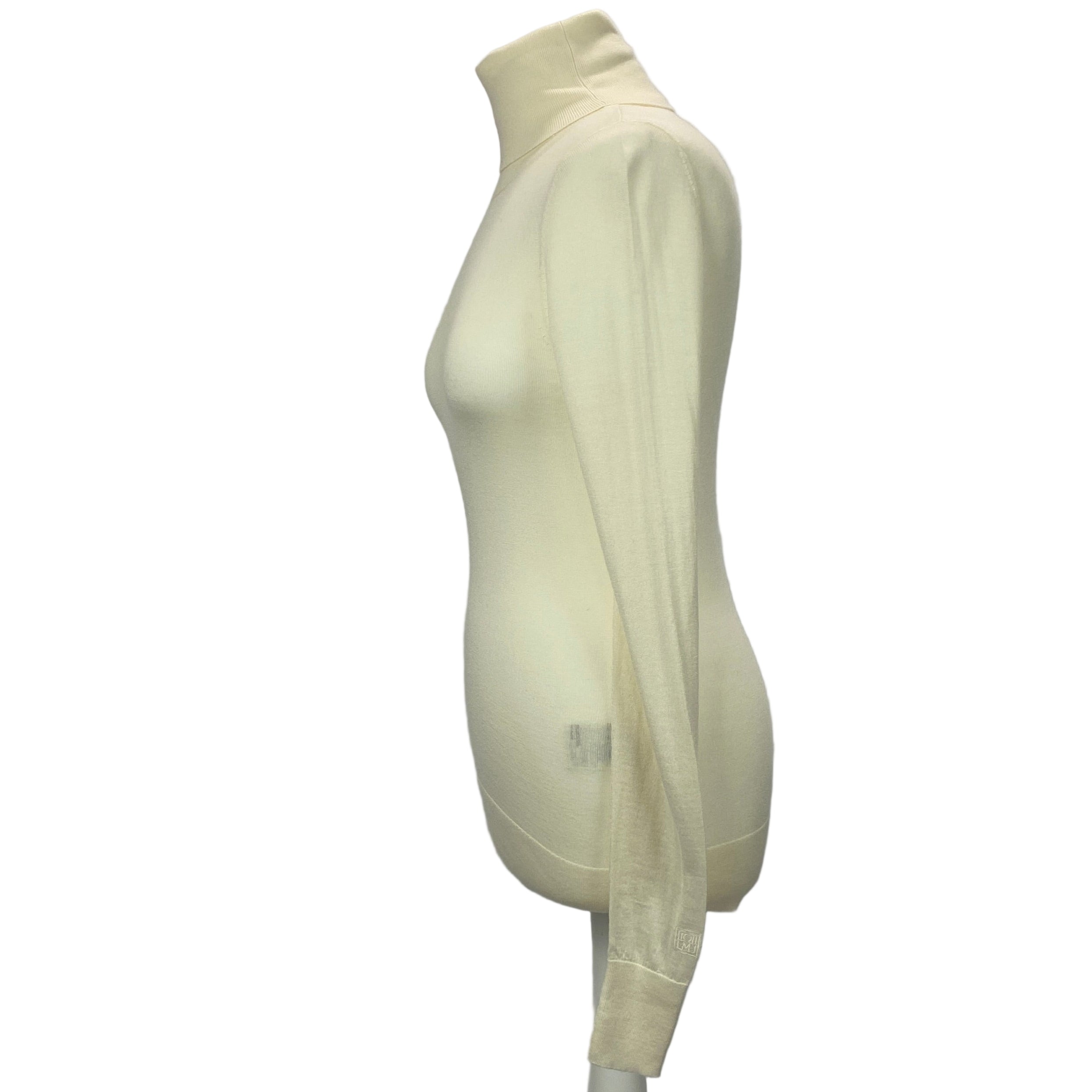 Toteme New £400 Cream Wool & Silk Fine Turtleneck Sweater S