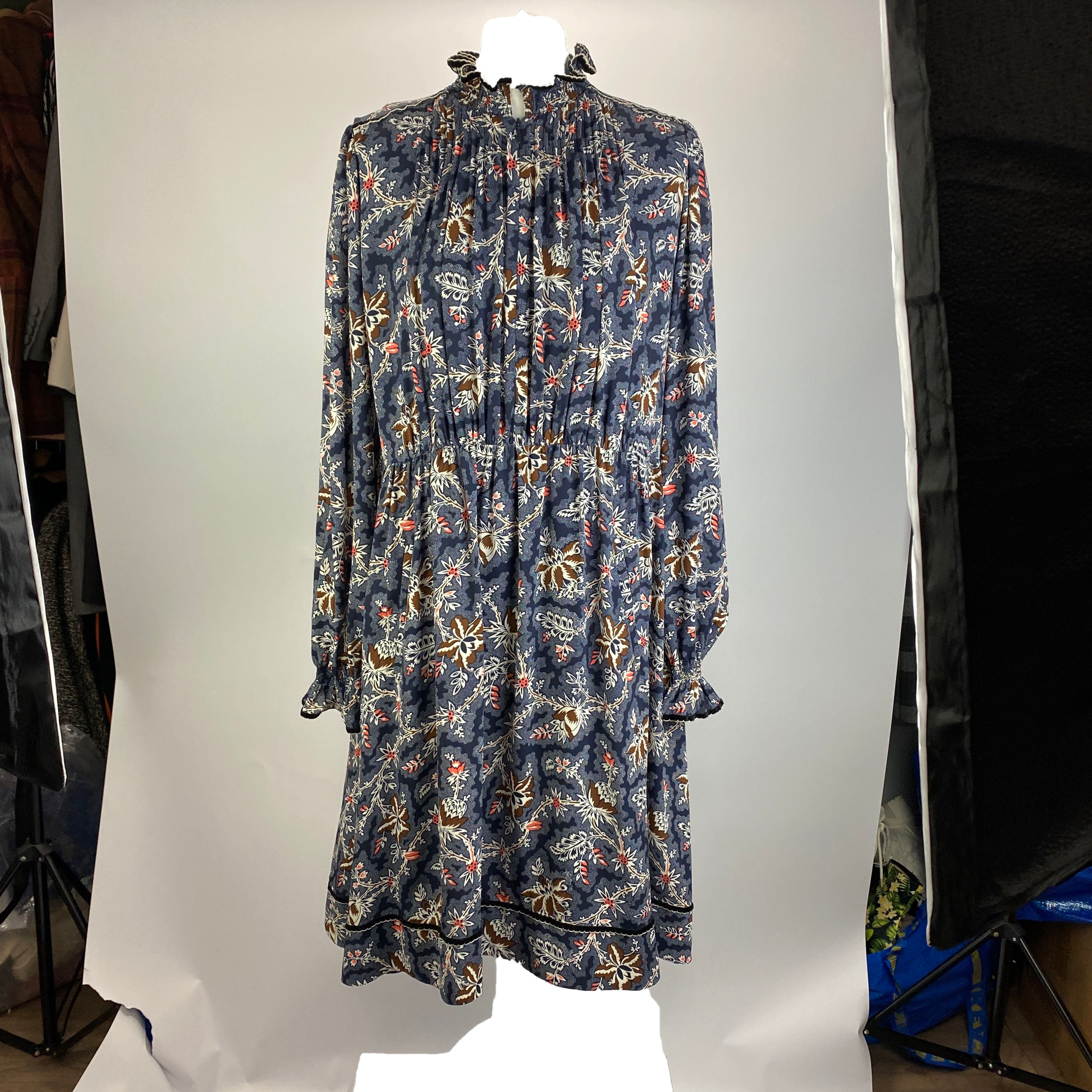 Me&Em Navy Print Midi Dress L
