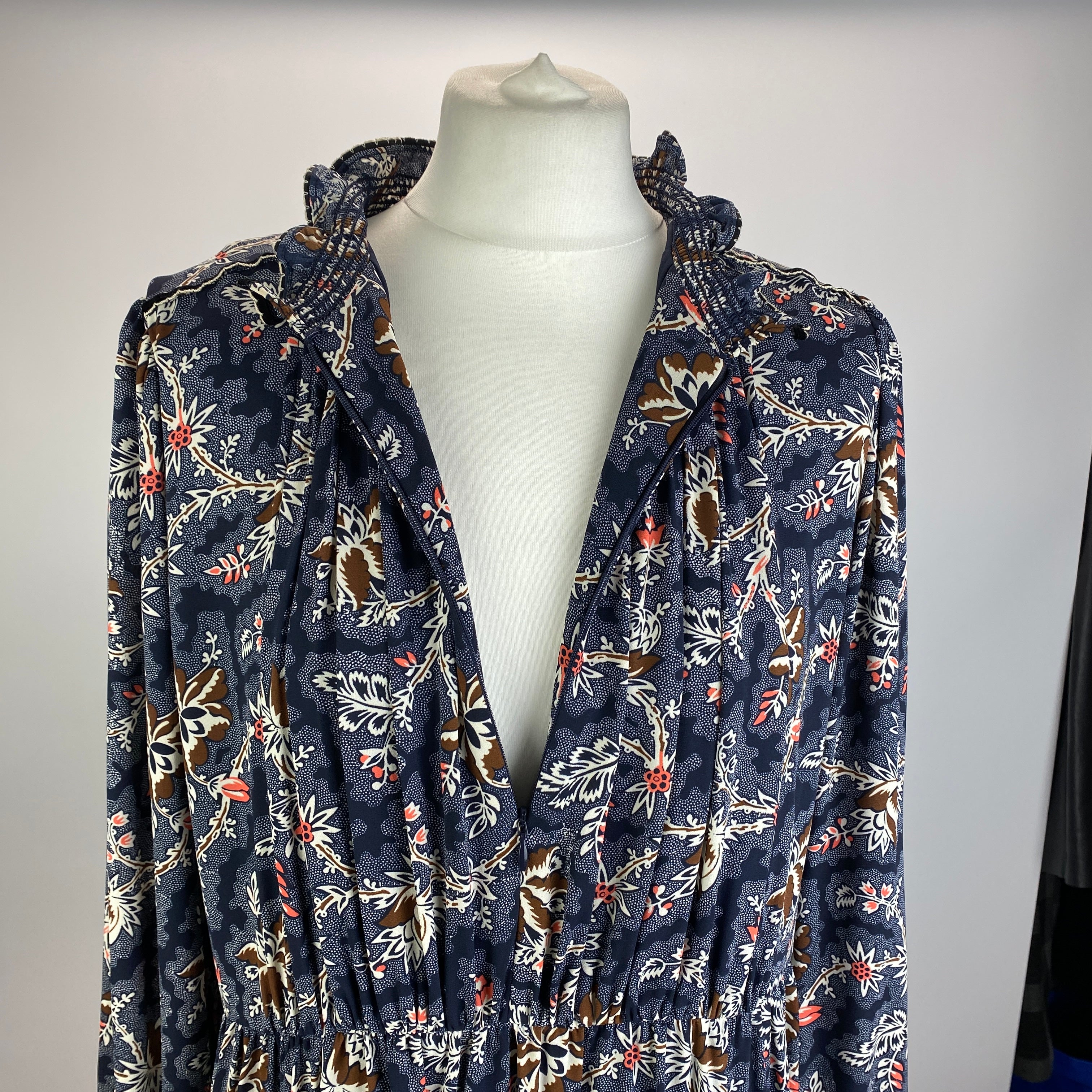Me&Em Navy Print Midi Dress L