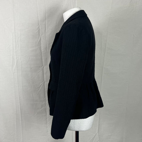 Dries Van Noten Black Jacquard Cotton Peplum Jacket XXS/XS