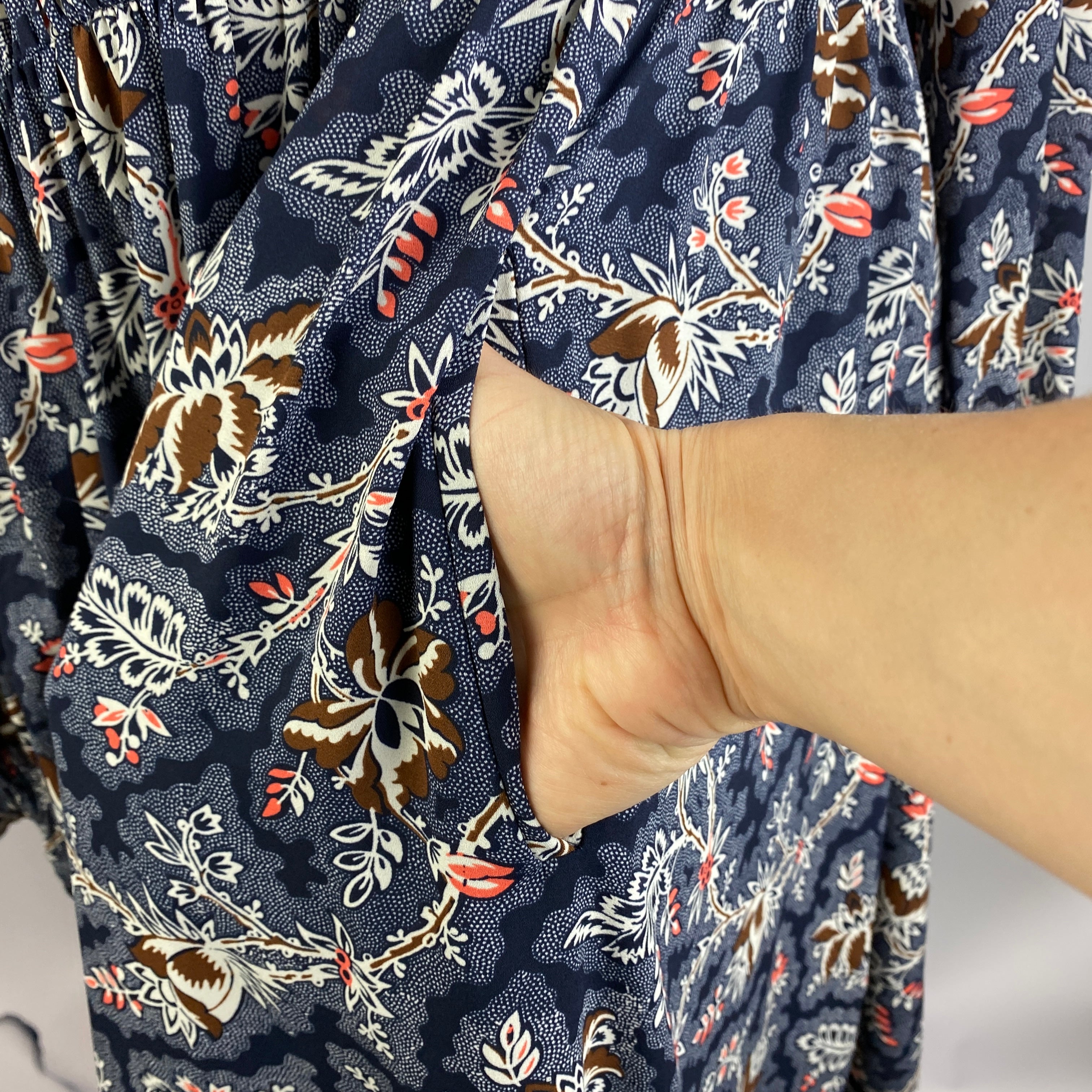 Me&Em Navy Print Midi Dress L