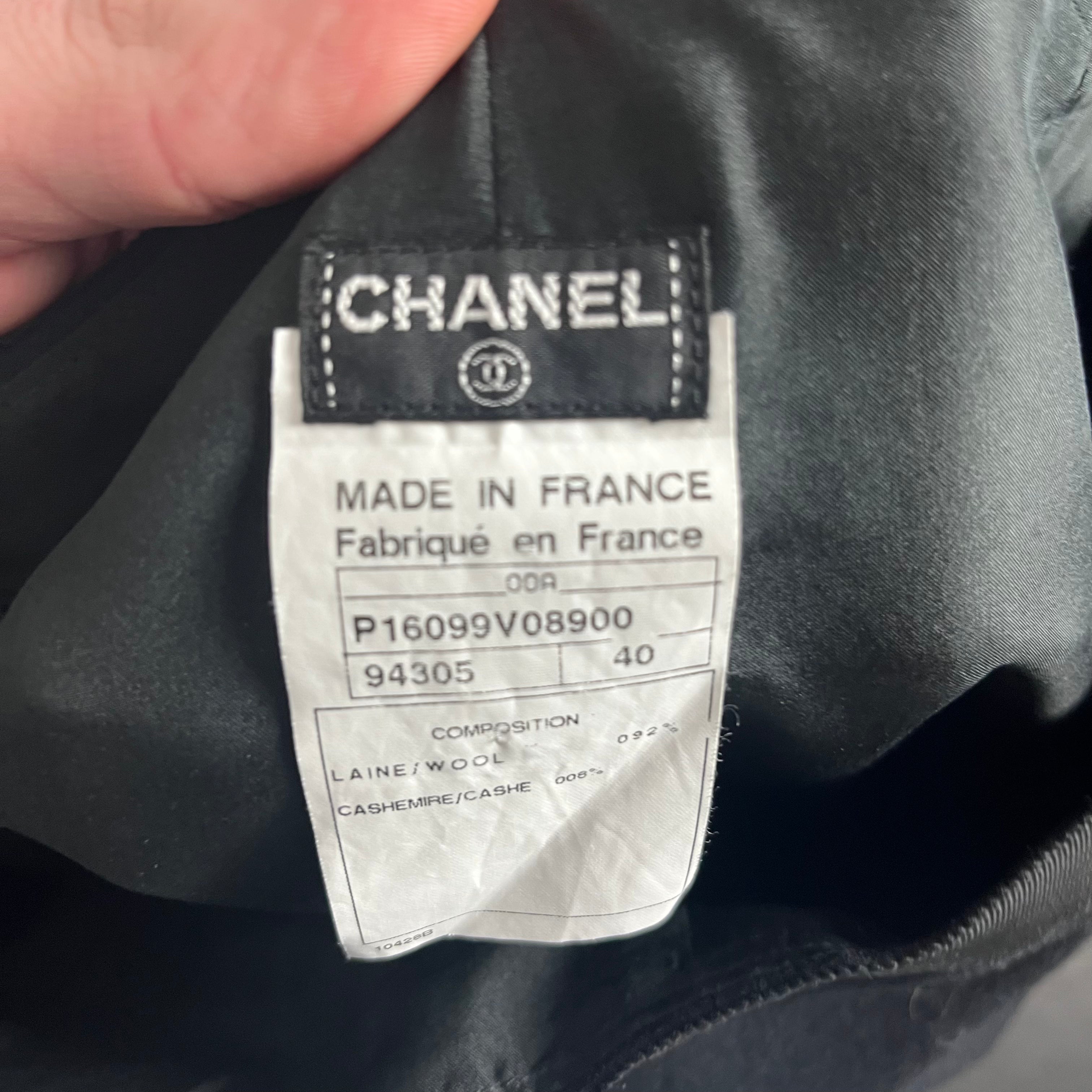 Chanel Black Wool & Cashmere Wide Leg Trousers S