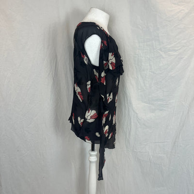 Marni Charcoal Floral Print Silk Sleeveless Top S