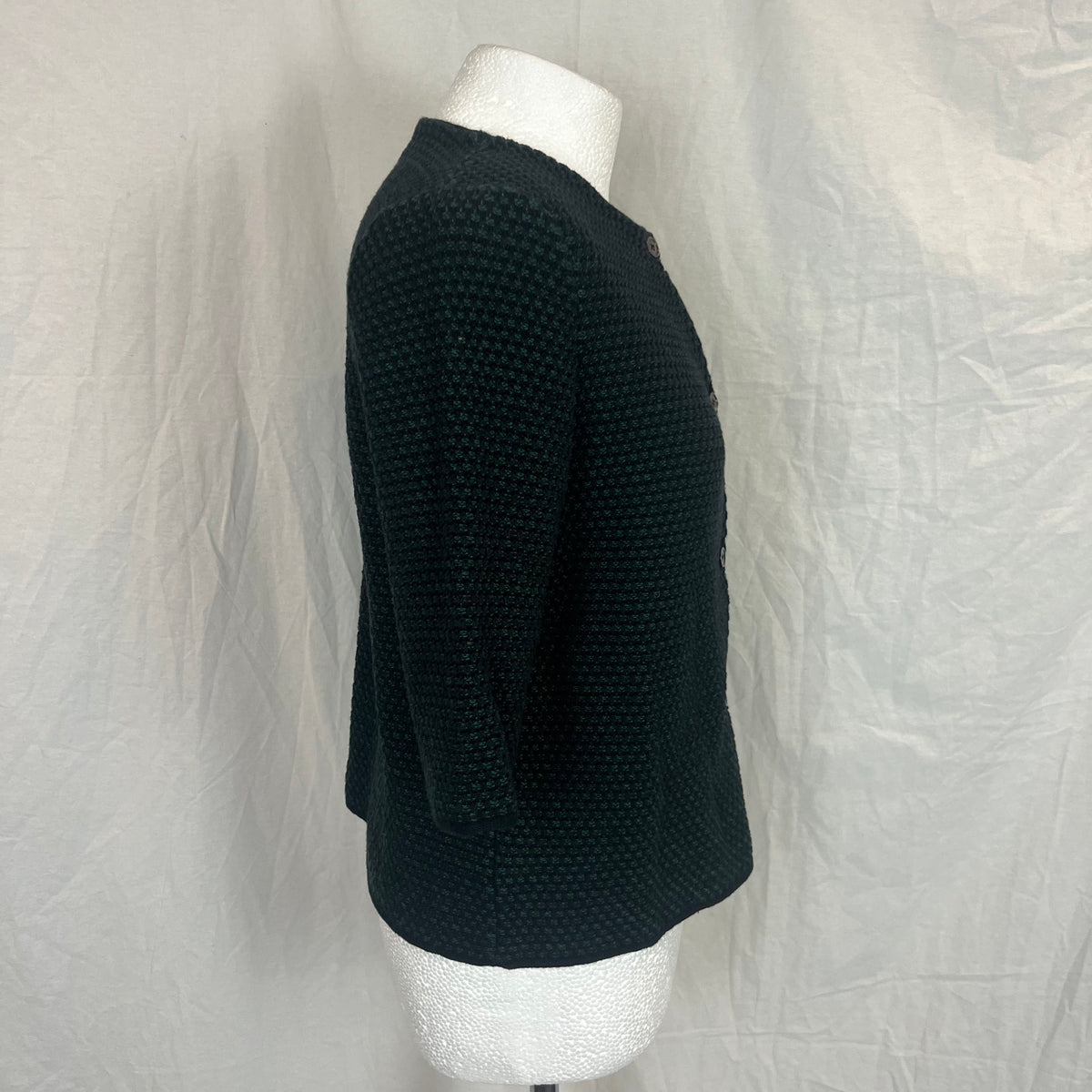 Marni Green & Black Cotton Waffle Knit Cardigan S