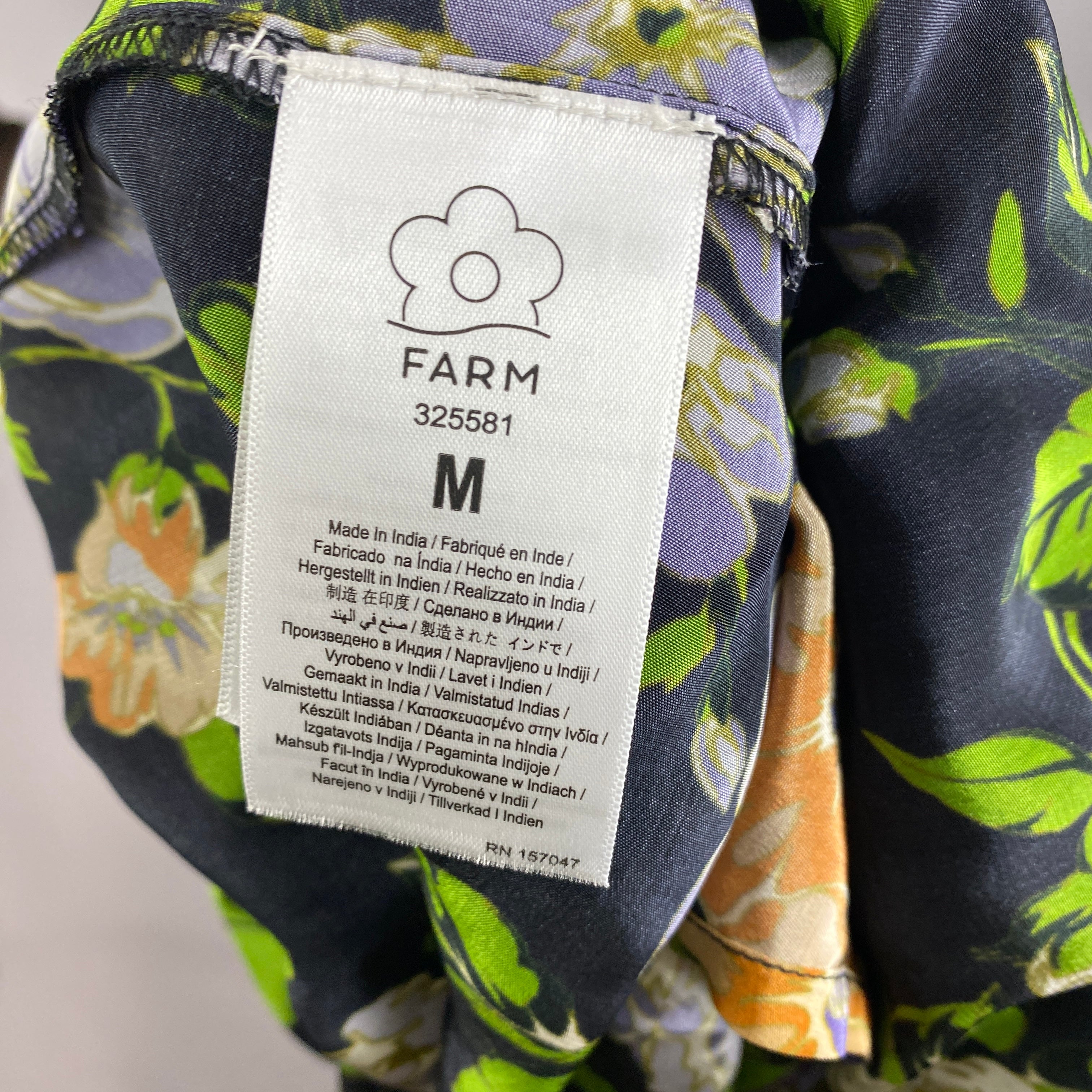 Farm Rio Black Floral Shirred Bodice Maxi Dress M
