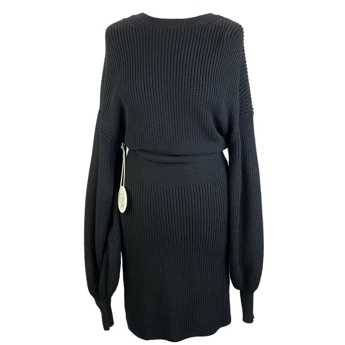 Staud New £360 Black Thick Knit Midi Dress L