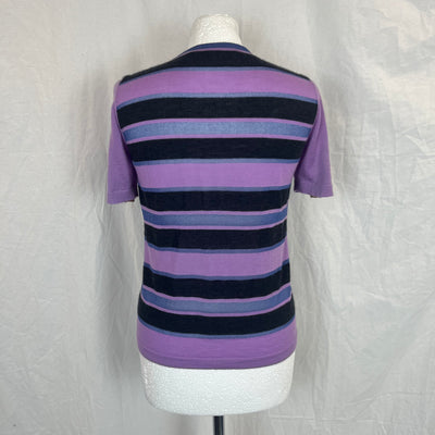 Marni Lilac & Charcoal Stripe Fine Cashmere Knit Cardigan S