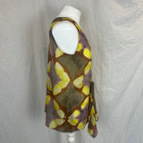 Marni Cinnamon Lilac Yellow & Taupe Print Cotton Sleeveless Top S