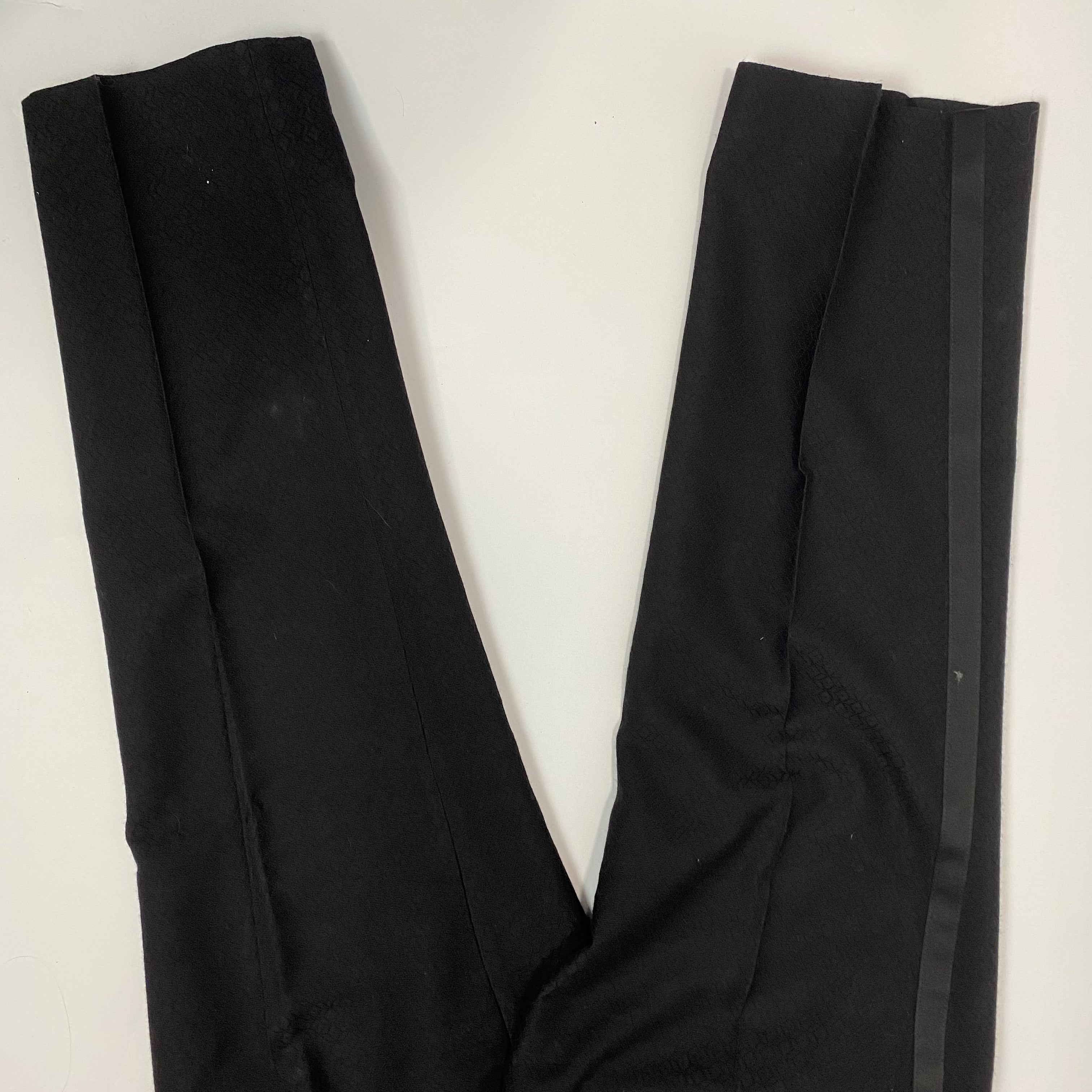 Dries Van Noten Black Wool Mix Jacquard Tuxedo Trousers L