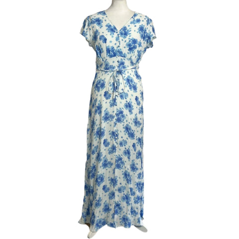 Rixo Brand New Blue & White Floral Print Aspen Maxi Dress XXS