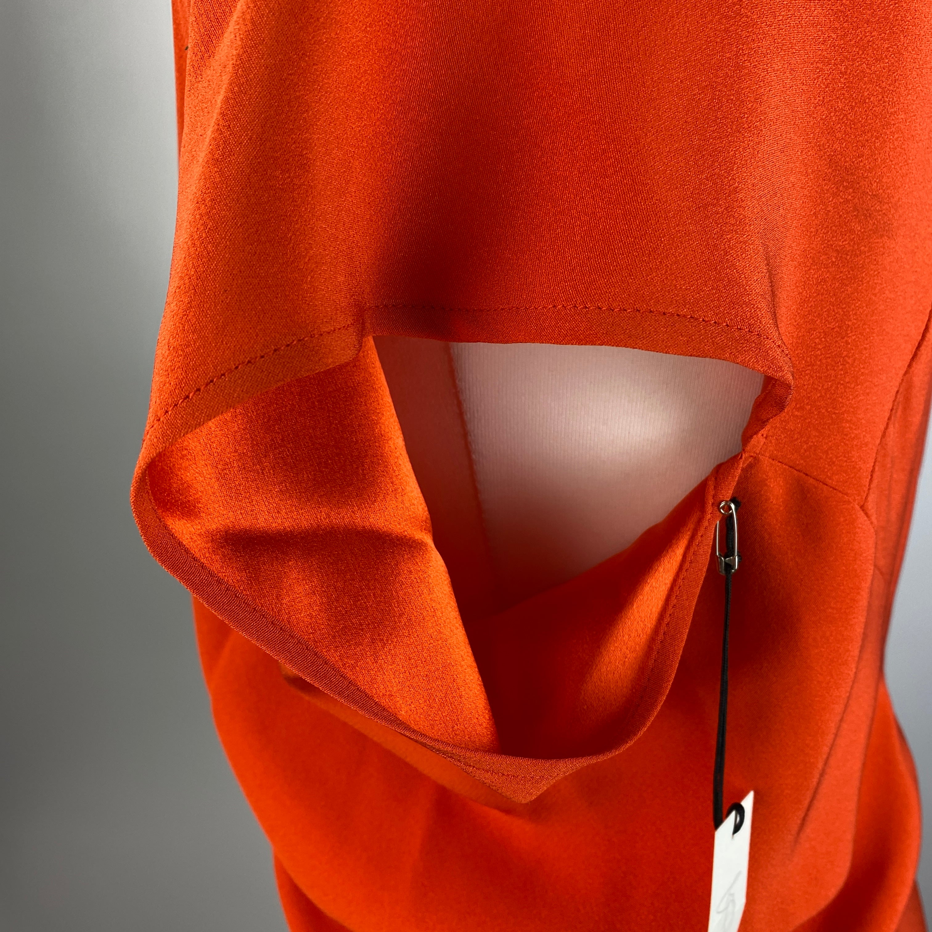 Zero Maria Cornejo New £710 Orange Silk Asymmetric Drape Dress M