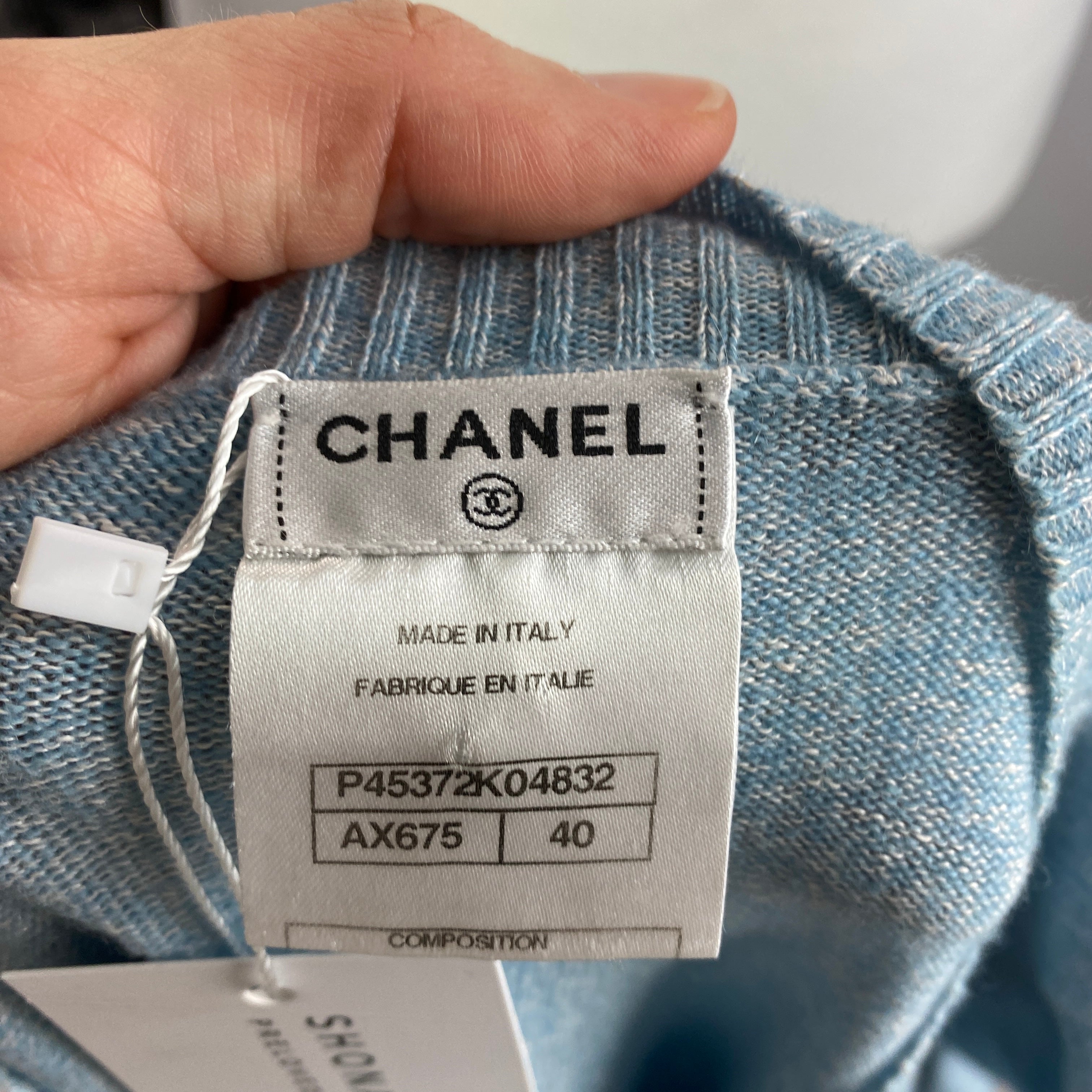 Chanel Sky Blue Linen & Cashmere Cardigan M