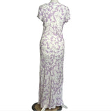 Rixo Brand New Pale Lilac & Ivory Print Clarissa Maxi Dress S