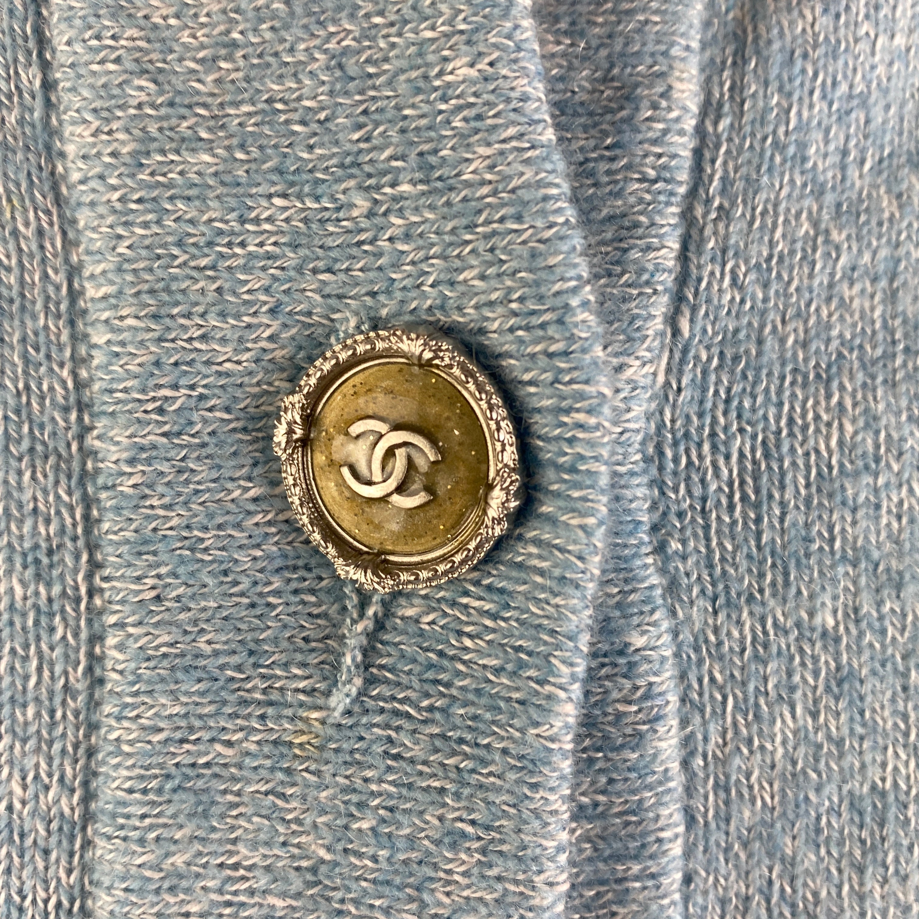 Chanel Sky Blue Linen & Cashmere Cardigan M