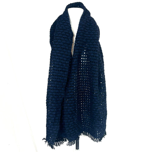 Isabel Marant Etoile Black & Navy Loose Weave Pure Cashmere Scarf