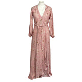 Natalie Martin Pink & Cream Floral Print Silk Maxi Dress XS